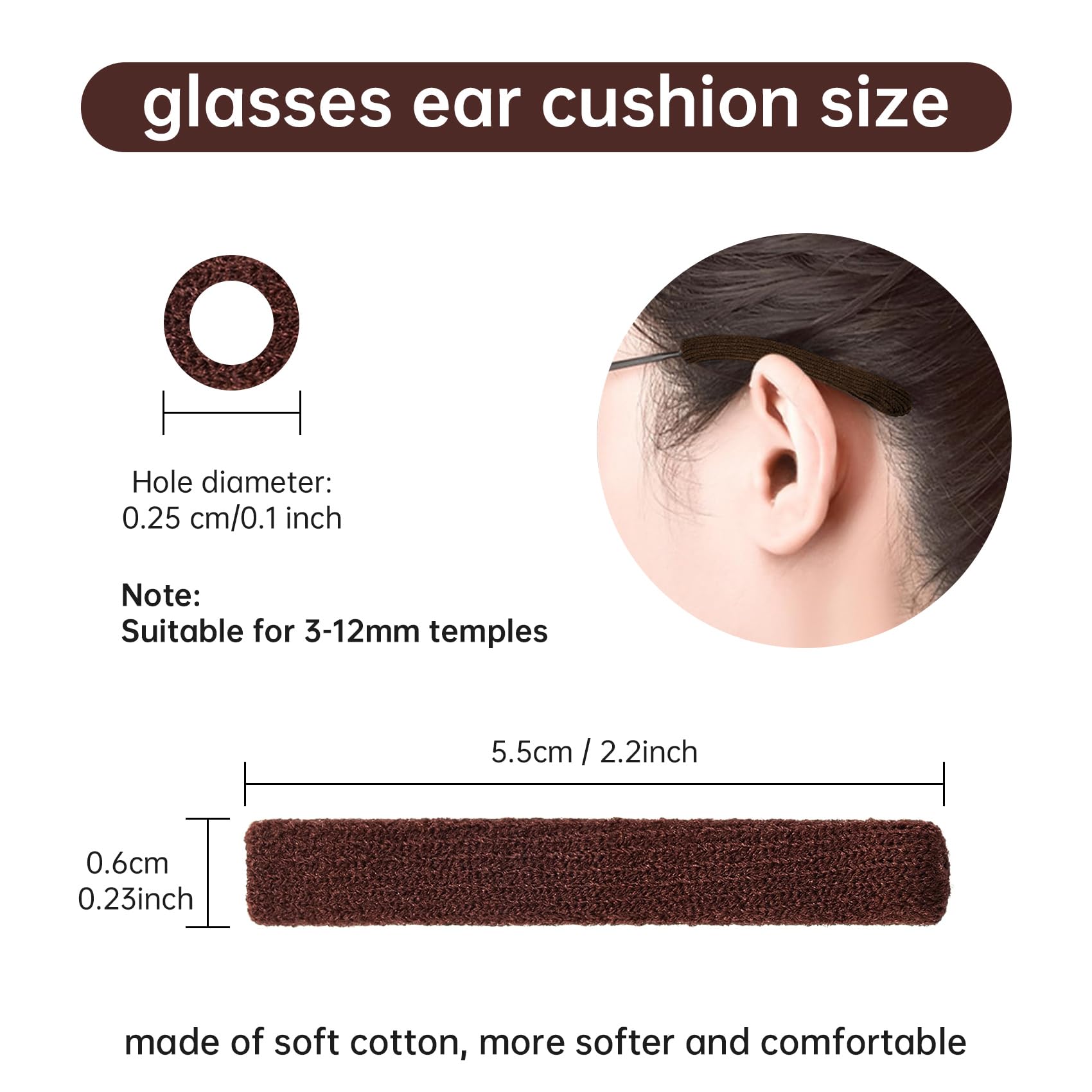 Anti-Slip Glasses Ear Grips - Elastic Comfortable Eyewear Ear Cushions for Sunglasses & Reading Glasses - Perfect for Sports, Driving, and Daily Wear