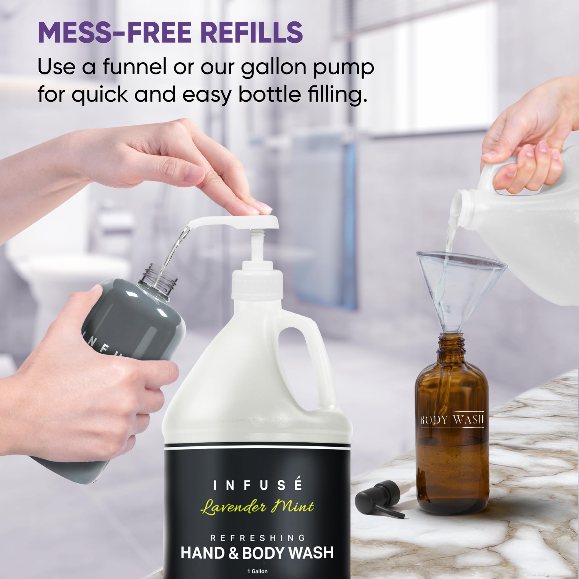 Terra Pure Infuse Hotel Hand & Body Wash - 1 Gallon Bulk Refill for Hospitality & Vacation Rentals | Premium Liquid Soap for Dispensers in Hotels, Spas & Airbnb (4-Pack) | Ideal for Guest Bathrooms & Commercial Use