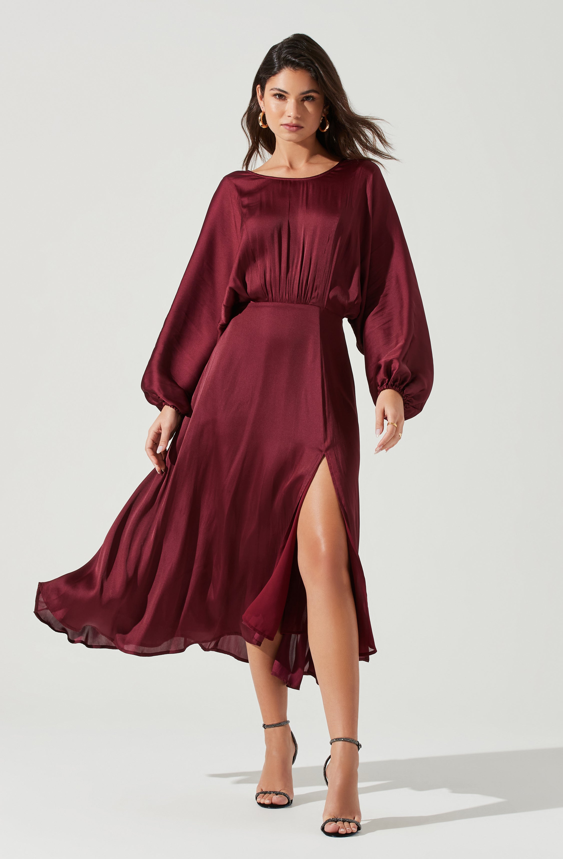 Marin Dolman Sleeve Midi Dress - Flowy Boho Chic Women's Dress for Casual Wear, Date Night & Summer Outfits