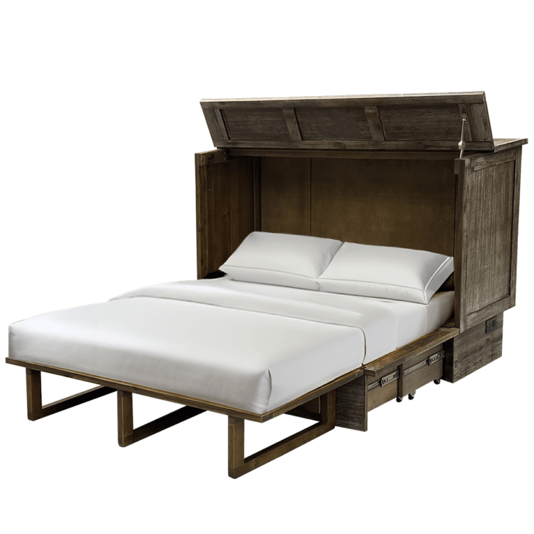 Stockholm Queen Murphy Cabinet Bed in Brushed Grey - Space-Saving Wall Bed with Storage for Small Apartments & Guest Rooms