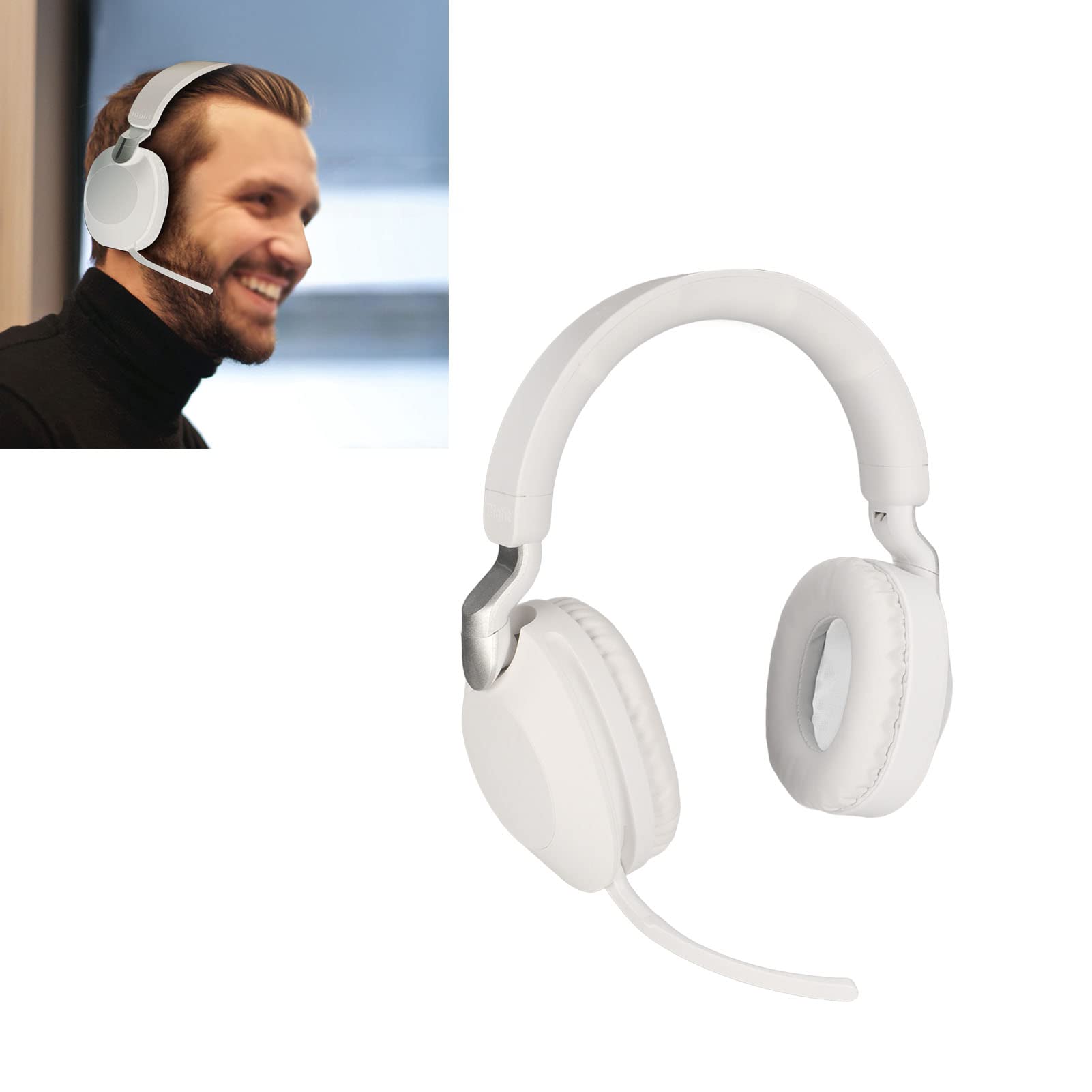 EIMSOAH Gaming Headset with Microphone - Foldable 5.1 Stereo Wired Headphones, Type C & Dual Mode for PC, Laptop, PS4, Xbox - Noise Cancelling for Online Gaming, Streaming & Video Calls (White)