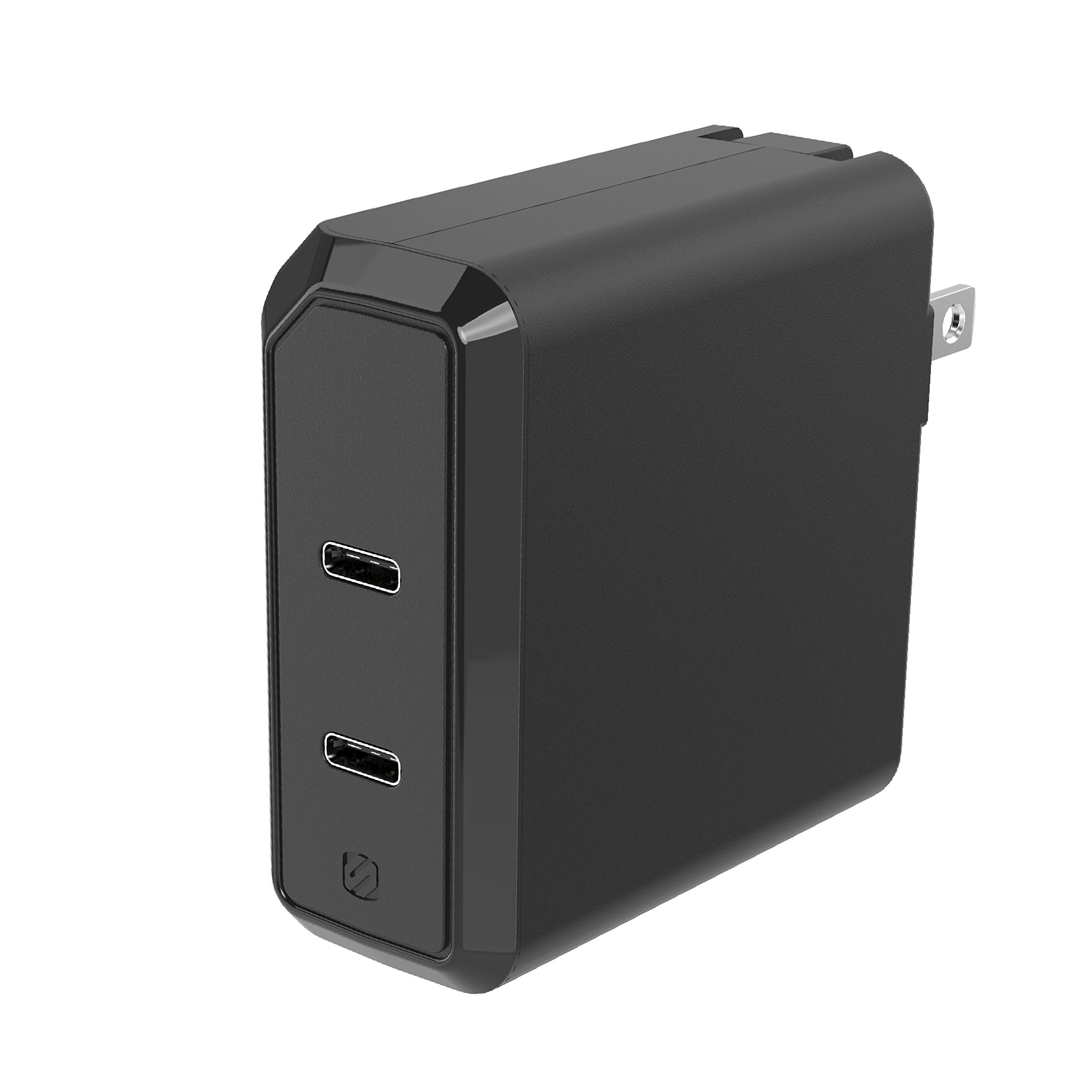 SCOSCHE HPDC8C8-SP Certified 60W USB Type-C Fast Charger with Power Delivery 3.0 - Dual Port Wall Adapter for iPhone 15/14/13, MacBook, iPad Pro, Samsung Galaxy - Perfect for Home, Office & Travel Charging (Black)