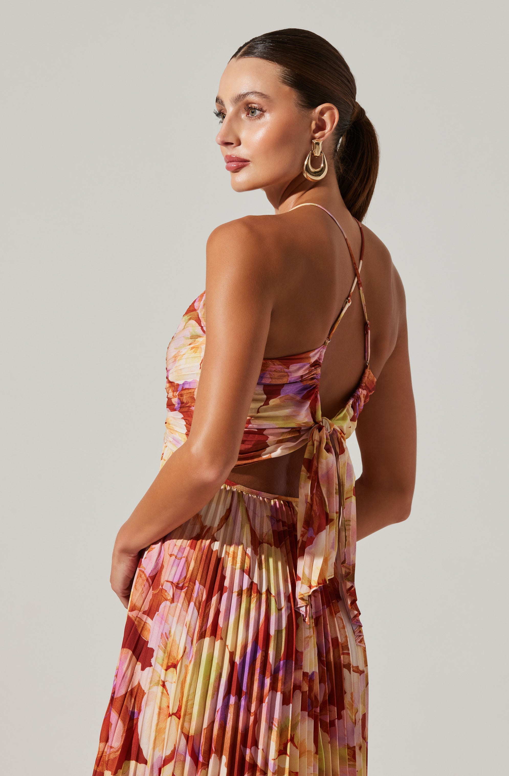 Blythe Floral Plisse Midi Dress for Women - Summer Flowy Ruffled Party Dress - Perfect for Weddings, Garden Parties & Date Nights
