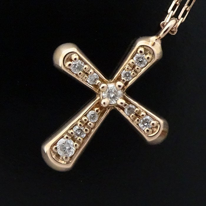 4℃ Diamond Cross Necklace in 18K Pink Gold - Elegant Religious Jewelry for Women, Perfect for Gifts, Weddings & Everyday Wear