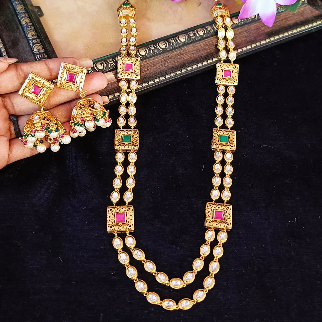 Exquisite Gold Plated Royal Kundan Necklace and Earrings Set (D431) - Perfect for Weddings, Parties & Special Occasions