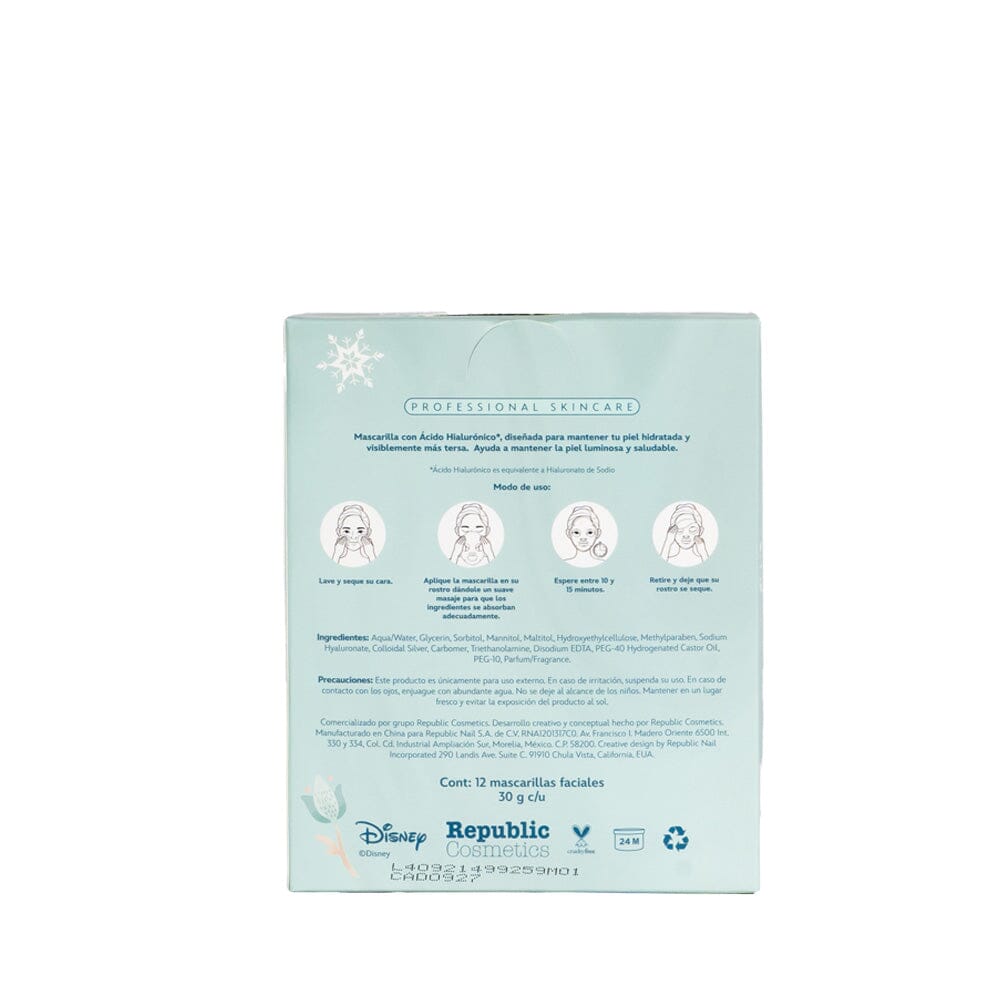 12-Pack Disney Elsa Hyaluronic Acid Beauty Face Masks - Hydrating & Moisturizing Sheet Mask for Glowing Skin - Perfect for Spa Night, Self-Care Routine & Gift Giving