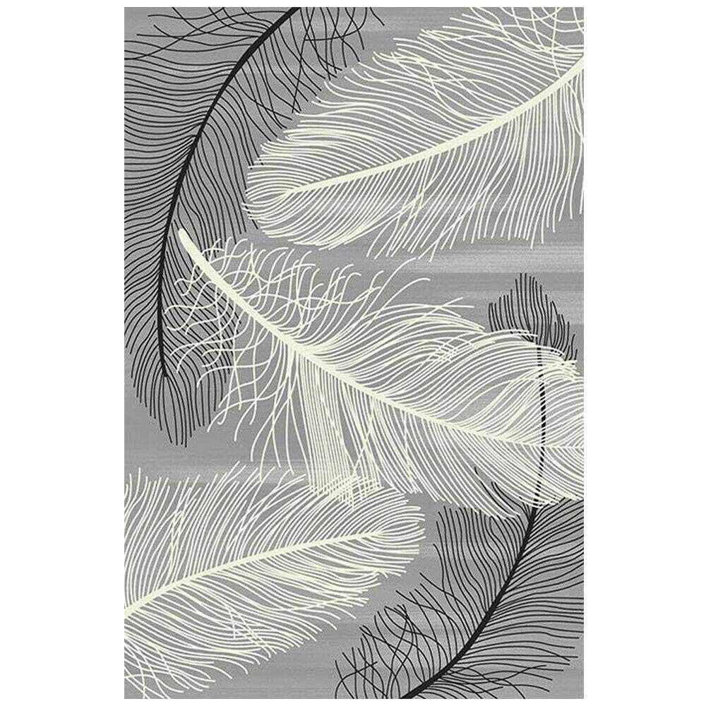 Modern Velvet Feather Area Rug - Non-Skid Washable Contemporary Floor Mat for Indoor Use | Perfect for Kitchen, Front Door, Living Room & Bedroom Decor