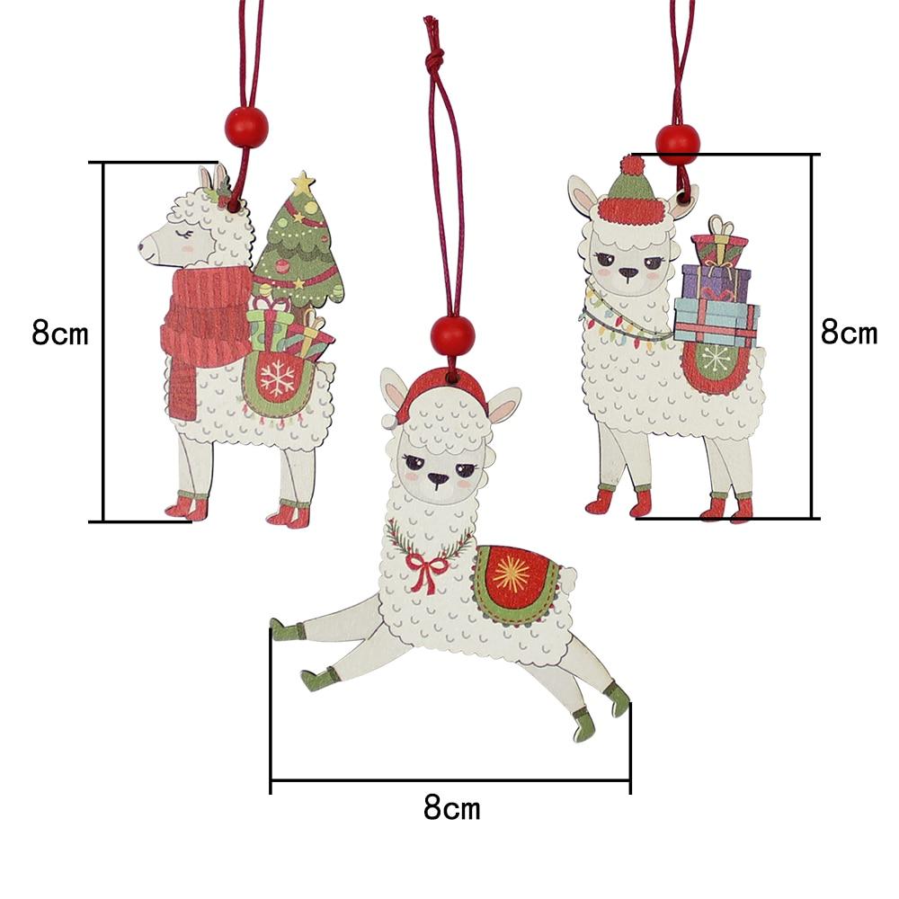 Hand-Painted Classic Alpaca Wooden Christmas Ornament Set - Festive Holiday Decor for Tree, Home & Gift Giving