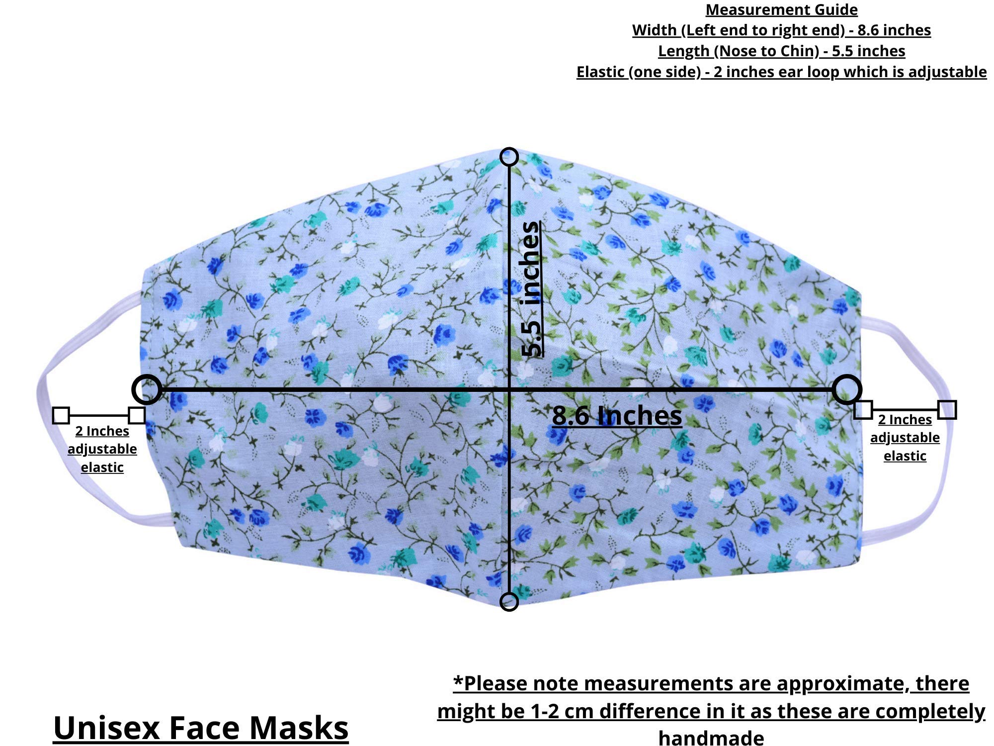 Women's Double-Sided Printed Cotton Face Mask - Washable & Reusable 2-Layer Fashion Mask for Daily Wear, Travel, and Outdoor Activities