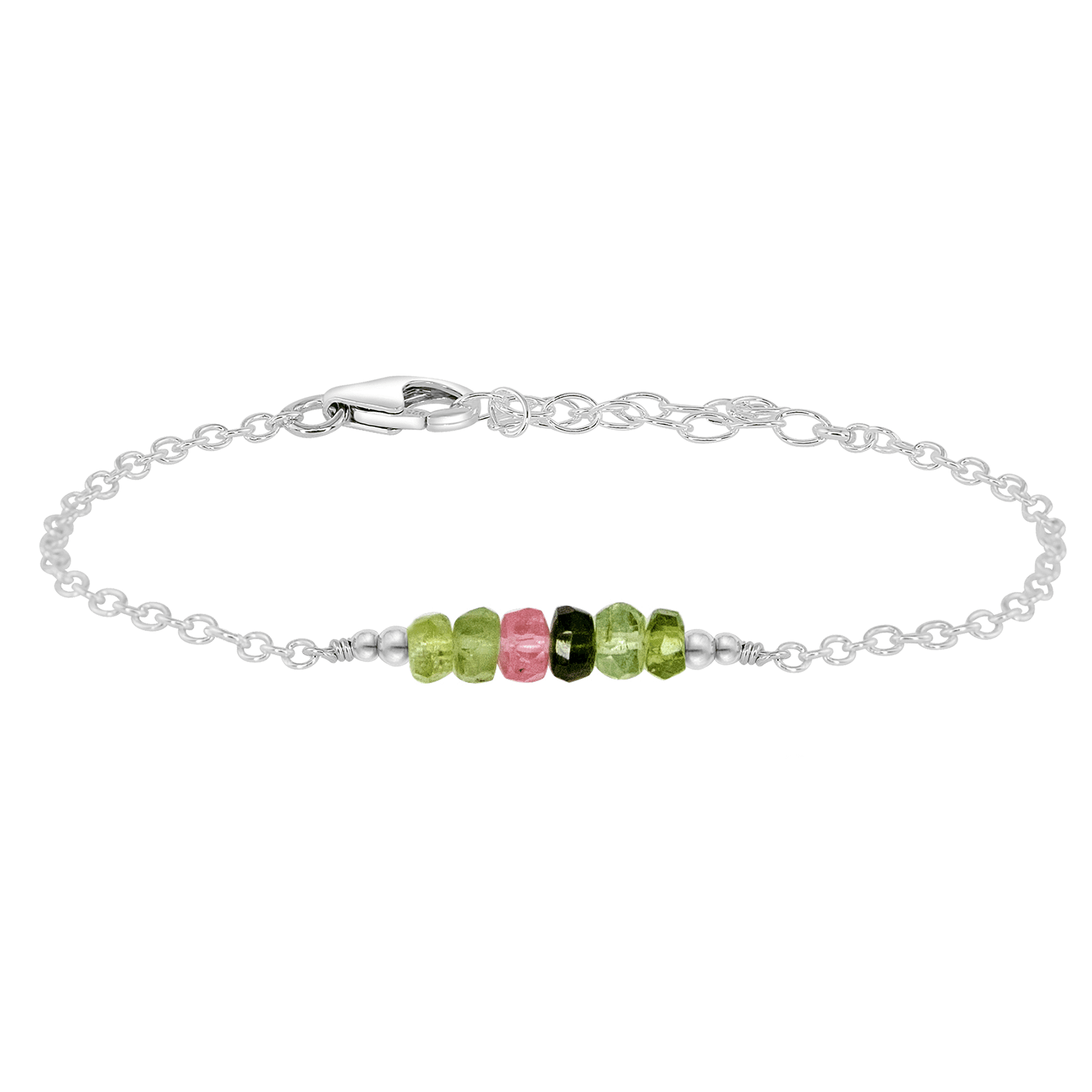 Sparkling Rainbow Tourmaline Gemstone Faceted Bead Bar Bracelet for Women - Handmade Crystal Healing Jewelry for Yoga, Meditation & Positive Energy