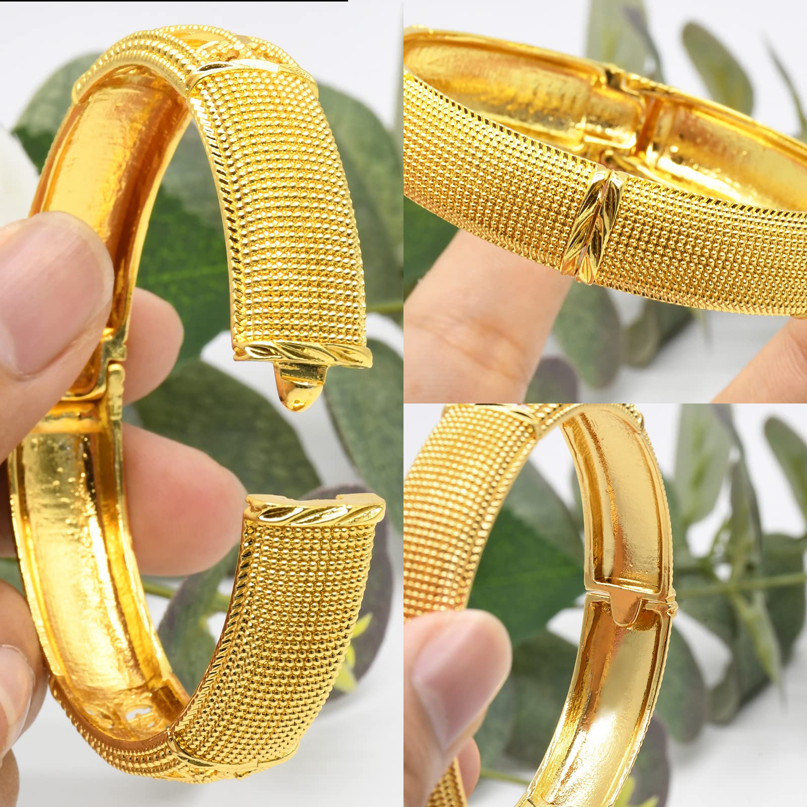 18K Gold Plated Dubai Bangles for Women - Indian African Wedding Bracelets - Ethiopian Bridal Jewelry - Perfect for Weddings, Parties & Special Occasions