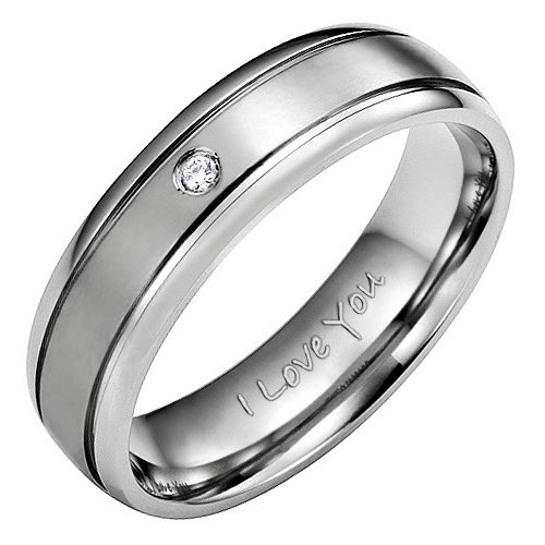 Willis Judd 7mm CZ Titanium Ring for Men - Black Titanium Wedding Band with Cubic Zirconia - Durable & Hypoallergenic Jewelry Gift in Velvet Box (Perfect for Engagement, Anniversary & Special Occasions)