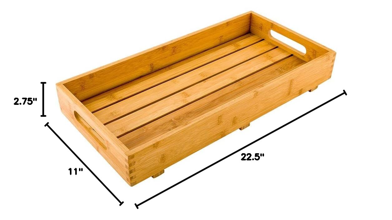Restaurantware 22.5 x 11 x 2.75 Inch Bamboo Breakfast Serving Tray with Handles - Durable, Chip-Resistant, Shatterproof Pallet Design - Perfect for Meals, Snacks, Beverages in Restaurants, Hotels, Cafes & Home Dining