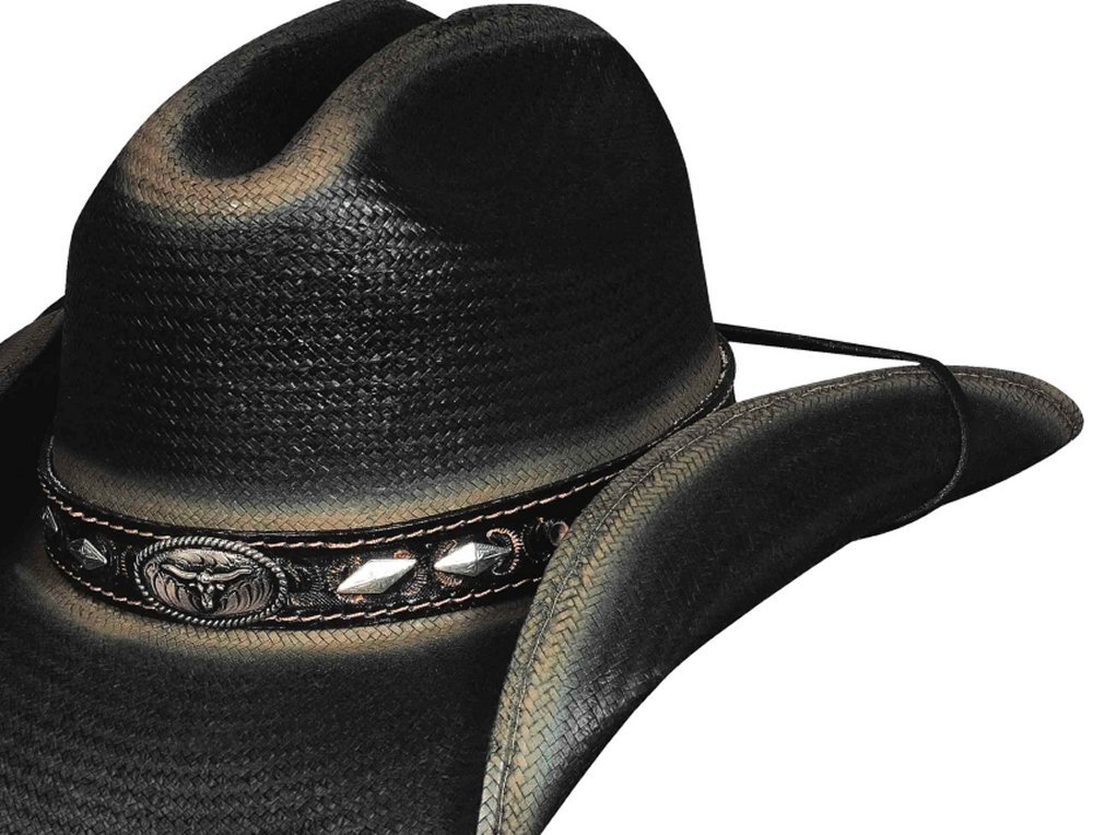 Montecarlo Bullhide Hats - LITTLE BIG HORN Shantung Panama Straw Cowboy Hat for Men & Women (Large, Black) - Western Style, Outdoor Rodeo, Country Music Festival & Summer Sun Protection