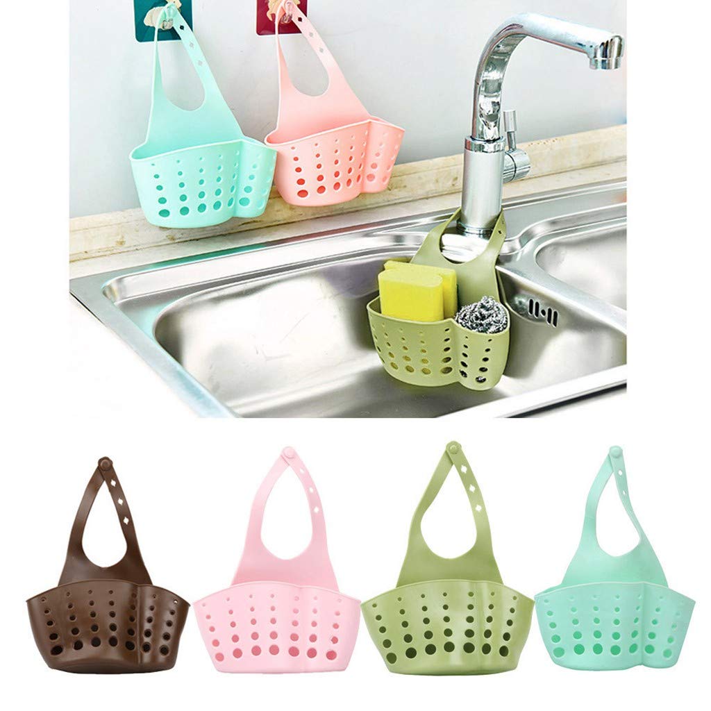 Melupa Kitchen Sponge Holder - Sink Caddy Drainer Rack with Hanging Basket for Scrubber & Dish Brush | Countertop Organizer for Kitchen Accessories | Perfect for Small Spaces & Clutter-Free Sinks