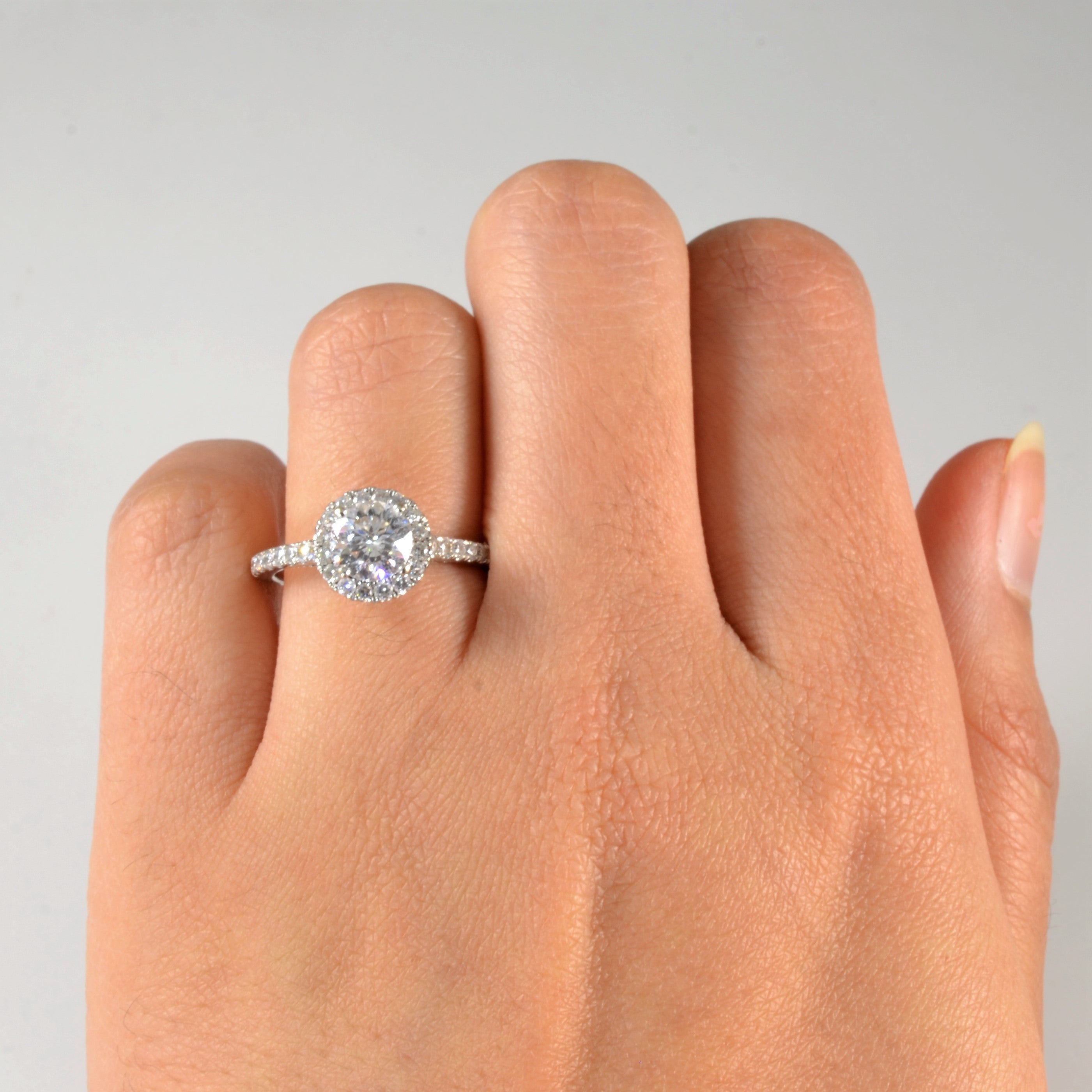 1.32ctw Diamond Halo Engagement Ring for Women - Size 5.5 | Elegant Wedding & Proposal Jewelry Gift | Perfect for Anniversaries & Special Occasions