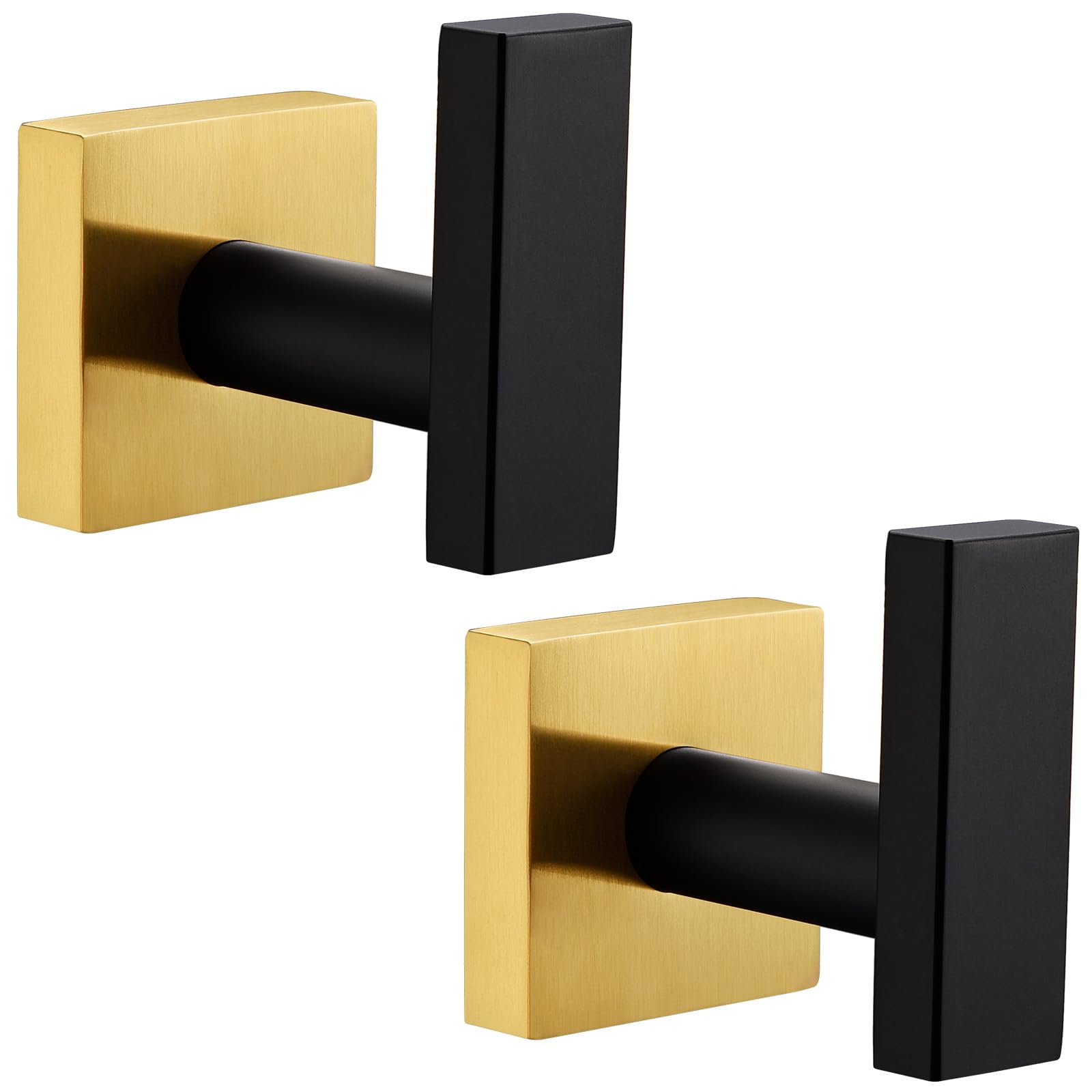 2 Pack Stainless Steel Gold Towel Hooks - Modern Wall Mounted Bathroom & Kitchen Towel Holder for Robes, Coats & Towels - Perfect for Spa, Gym, and Home Decor