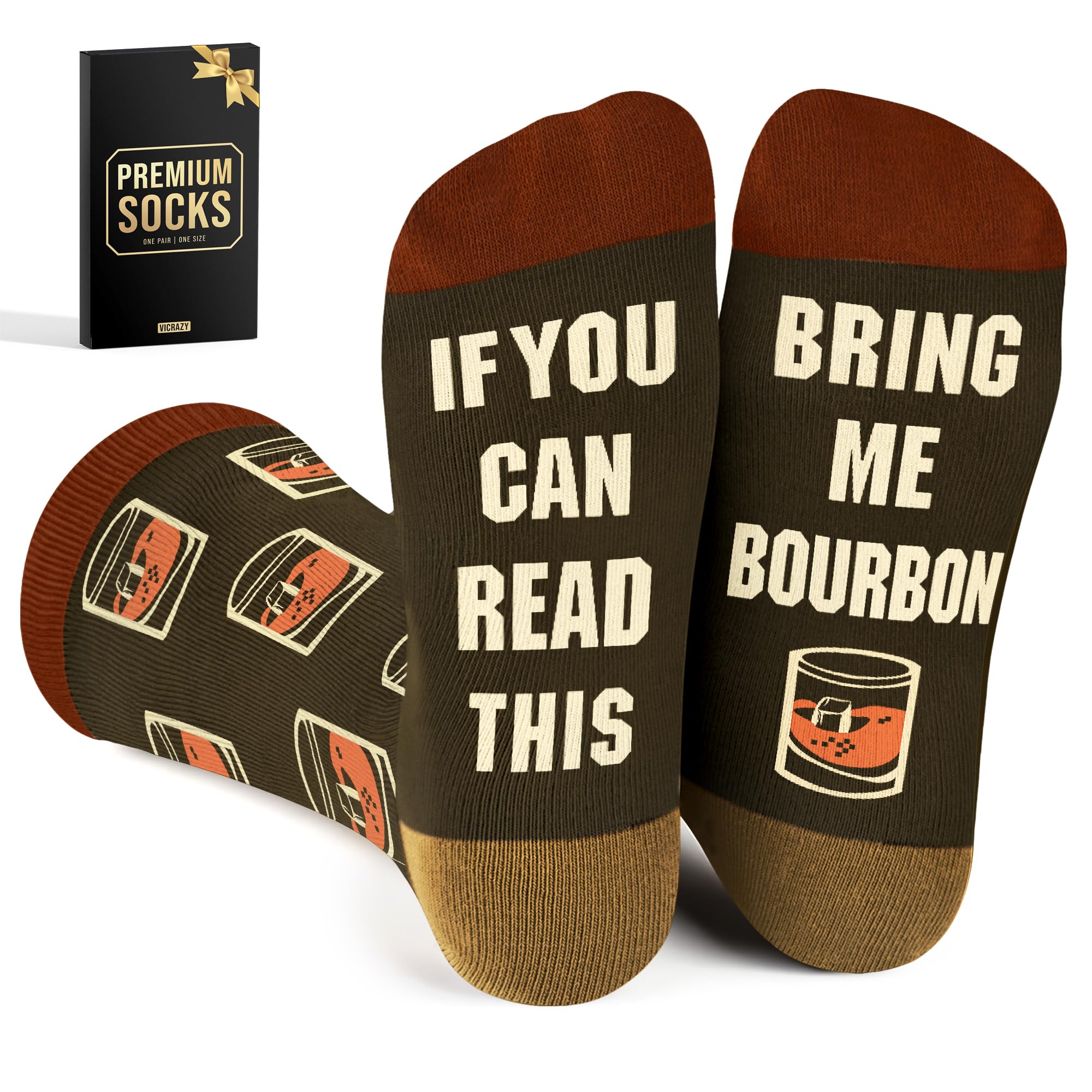 VICRAZY Funny Wine Socks Gift Set for Men & Women - Perfect Stocking Stuffers & Romantic Gifts for Couples - Ideal for Wine Lovers, Christmas Presents & Anniversary Celebrations