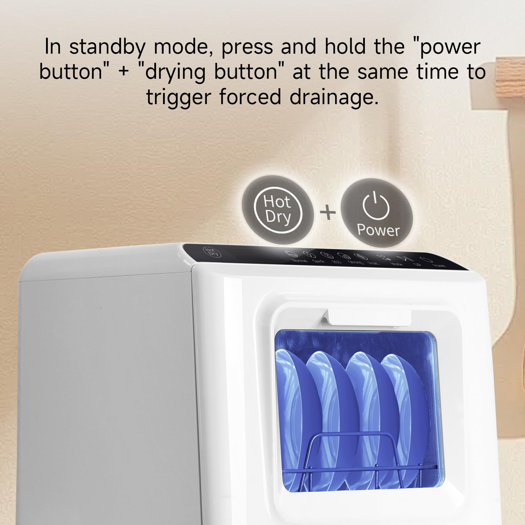 Portable Countertop Dishwasher with Built-in Water Tank - Compact Mini Dishwasher with 5 Wash Programs, 360° Dual Spray System & Air Drying Function - Perfect for Apartments, RVs, Dorms and Small Kitchens