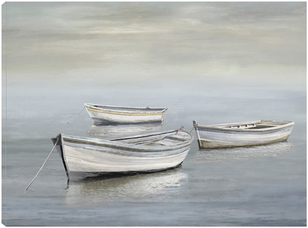 Mark Chandon Fine Art Canvas - A Quiet Fleet Wall Decor Painting for Living Room, Bedroom, Office | Ready to Hang 32x24 Inch | Modern Home & Office Wall Art