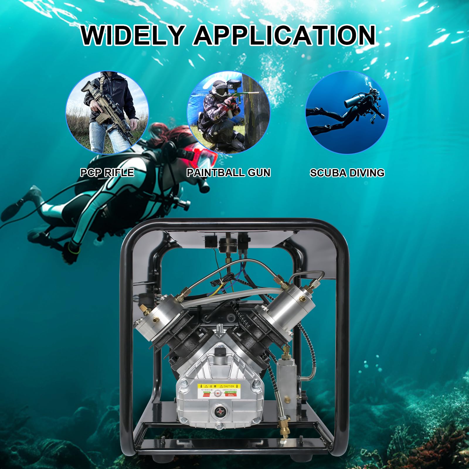 TUXING 4500Psi PCP Air Compressor, High Pressure Double Cylinder Scuba Compressor with Manual Stop - 110V 30Mpa Air Pump for PCP Rifles, Paintball Guns & 6.8L Scuba Tanks (TXED011) - Perfect for Outdoor Shooting, Diving & Paintball Sports