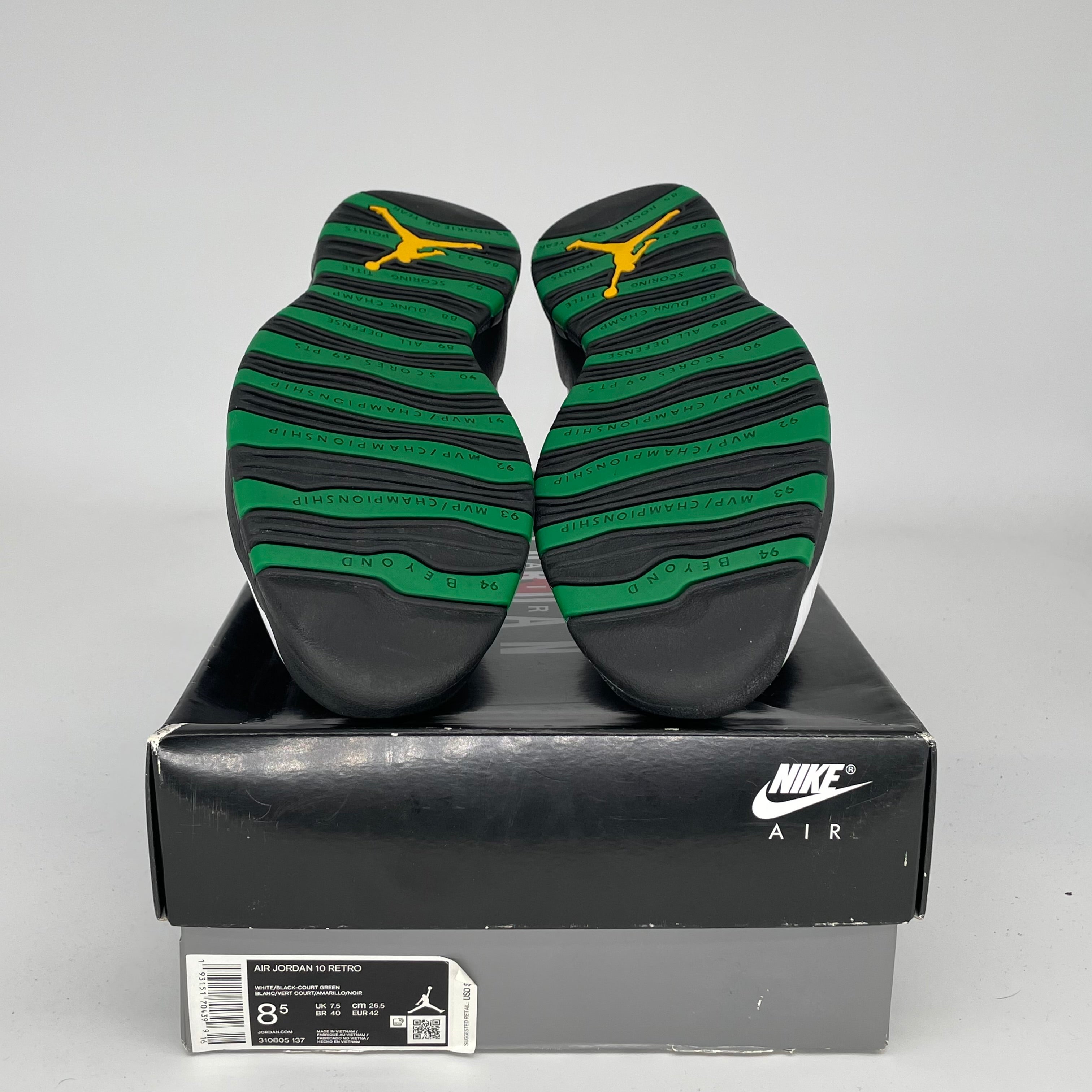 AIR JORDAN 10 SEATTLE Retro Basketball Shoes Men's Size 8.5 (310805-137) - Perfect for Streetwear, Sneaker Collection & Basketball Games