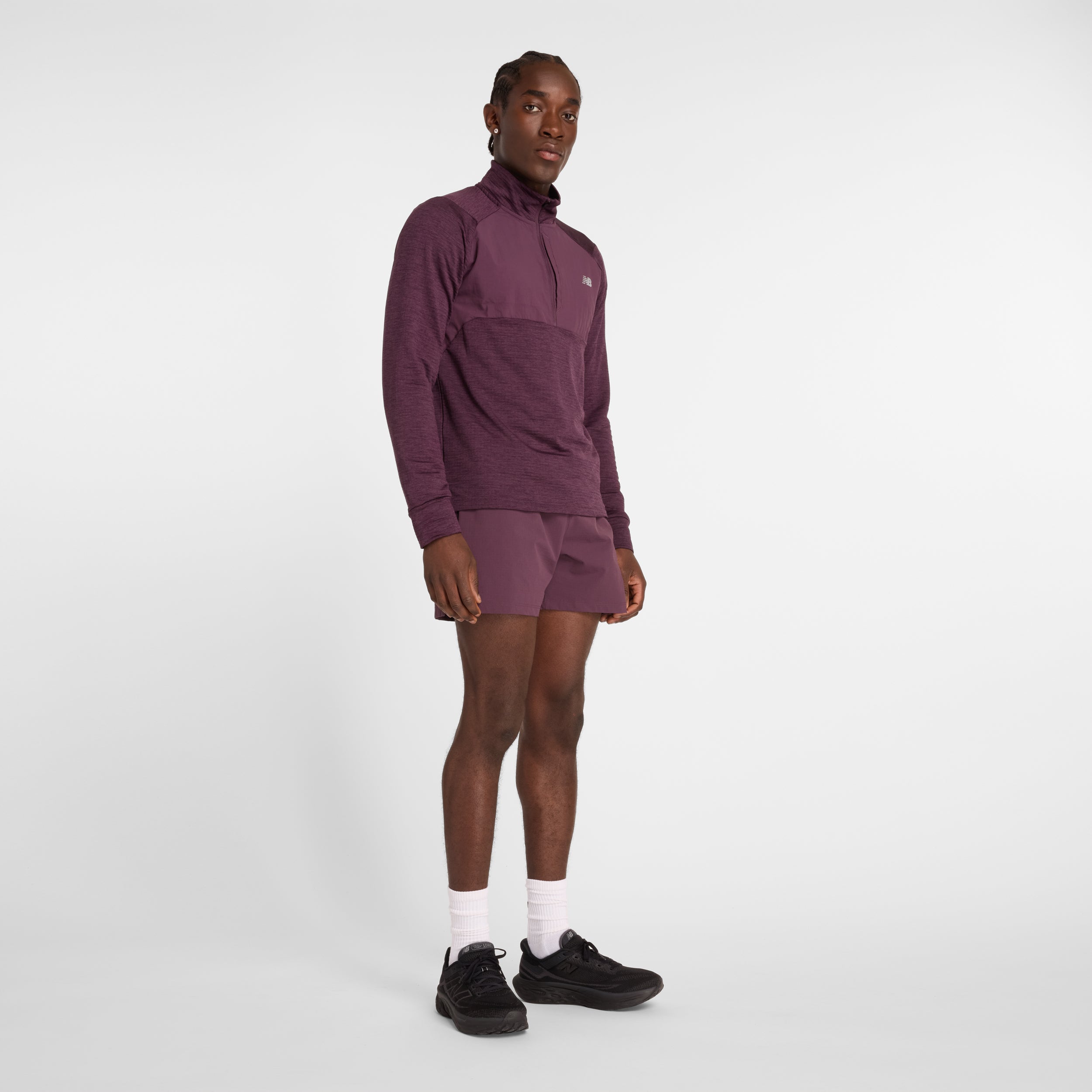 Men's Athletic Heat Grid 1/2 Zip Pullover - Moisture Wicking & Thermal Insulation (PLN Plum Brown) - Perfect for Running, Hiking & Outdoor Workouts