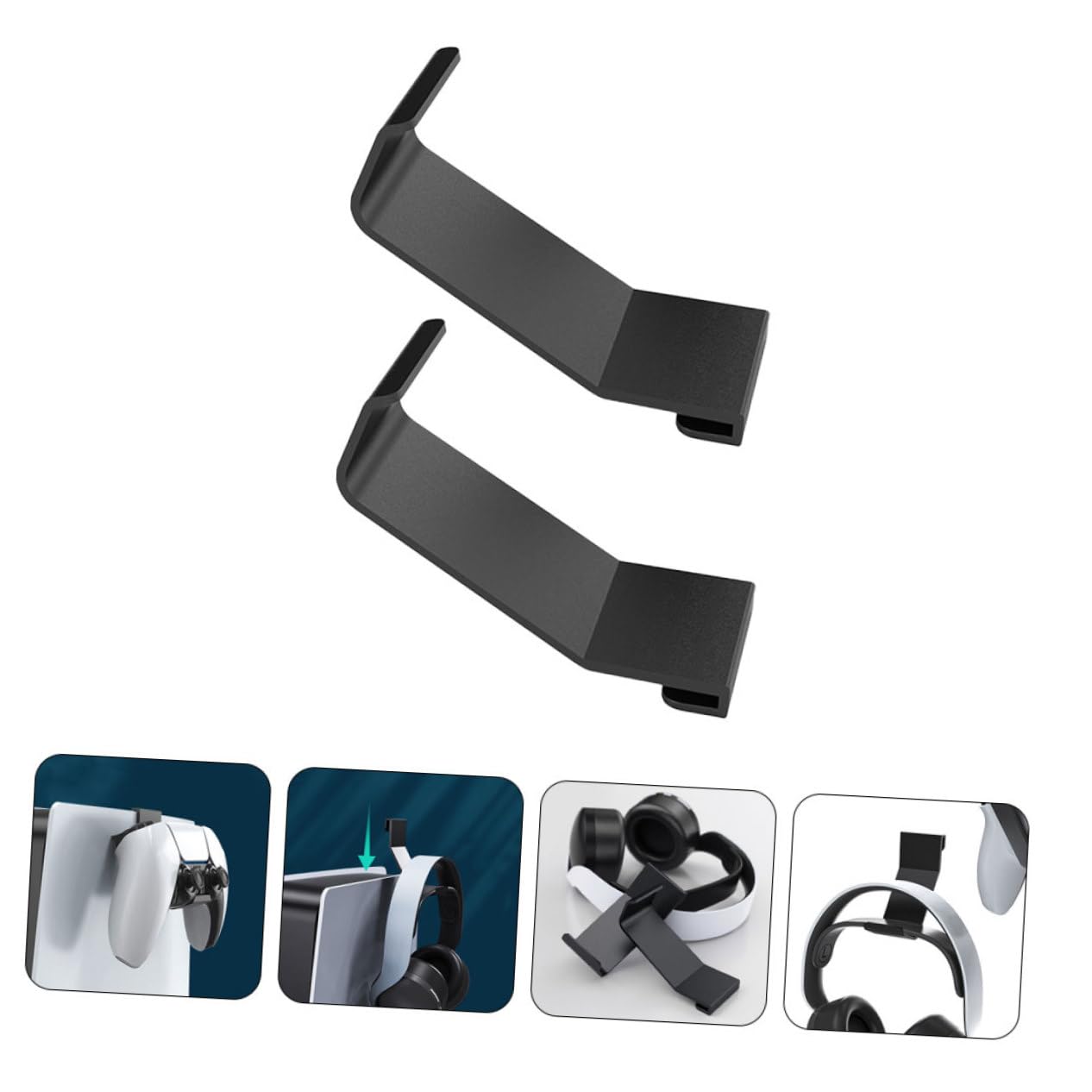 8-Piece Gaming Headset Wall Mount Organizer - Durable ABS Headphone Hanger Rack for Gamers & Home Office (Space-Saving Headset Storage Solution)