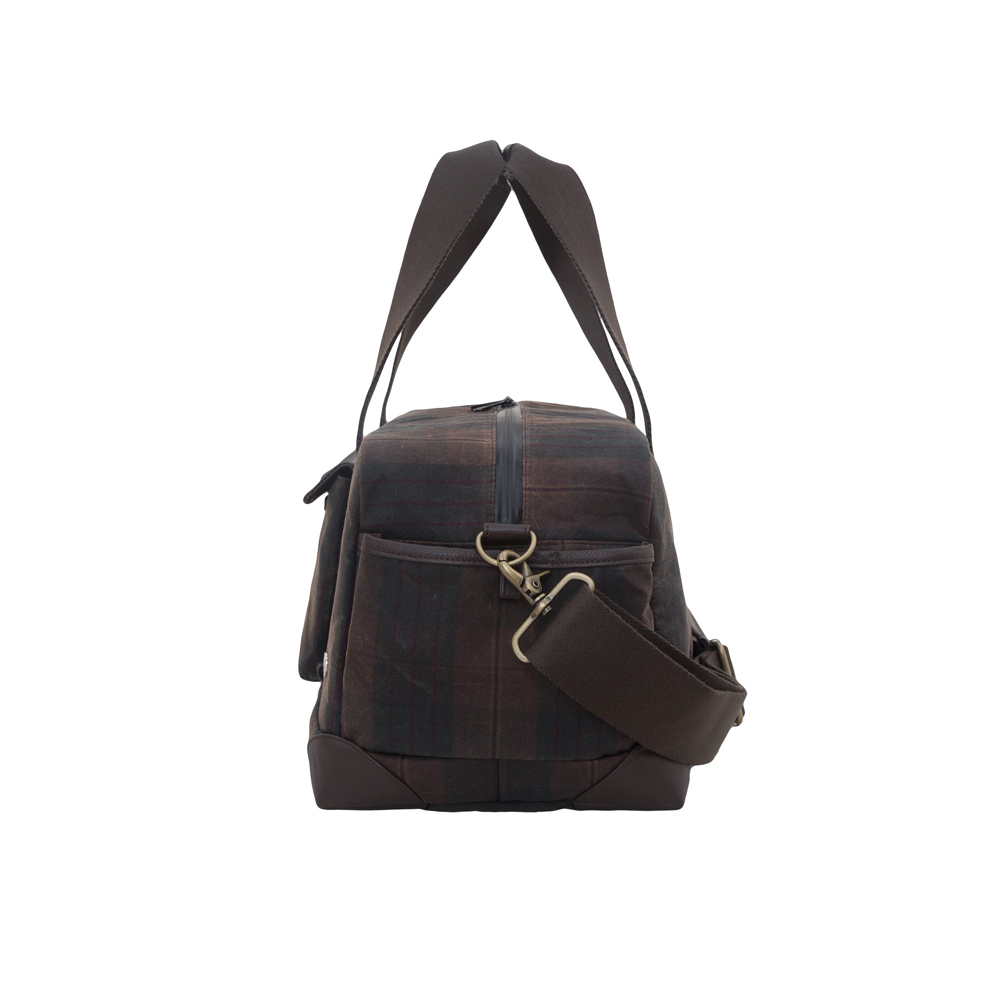 Token Bags Waxed Northern Duffel - Dark Brown Plaid One Size Durable Travel Duffel Bag for Camping, Hiking & Weekend Getaways