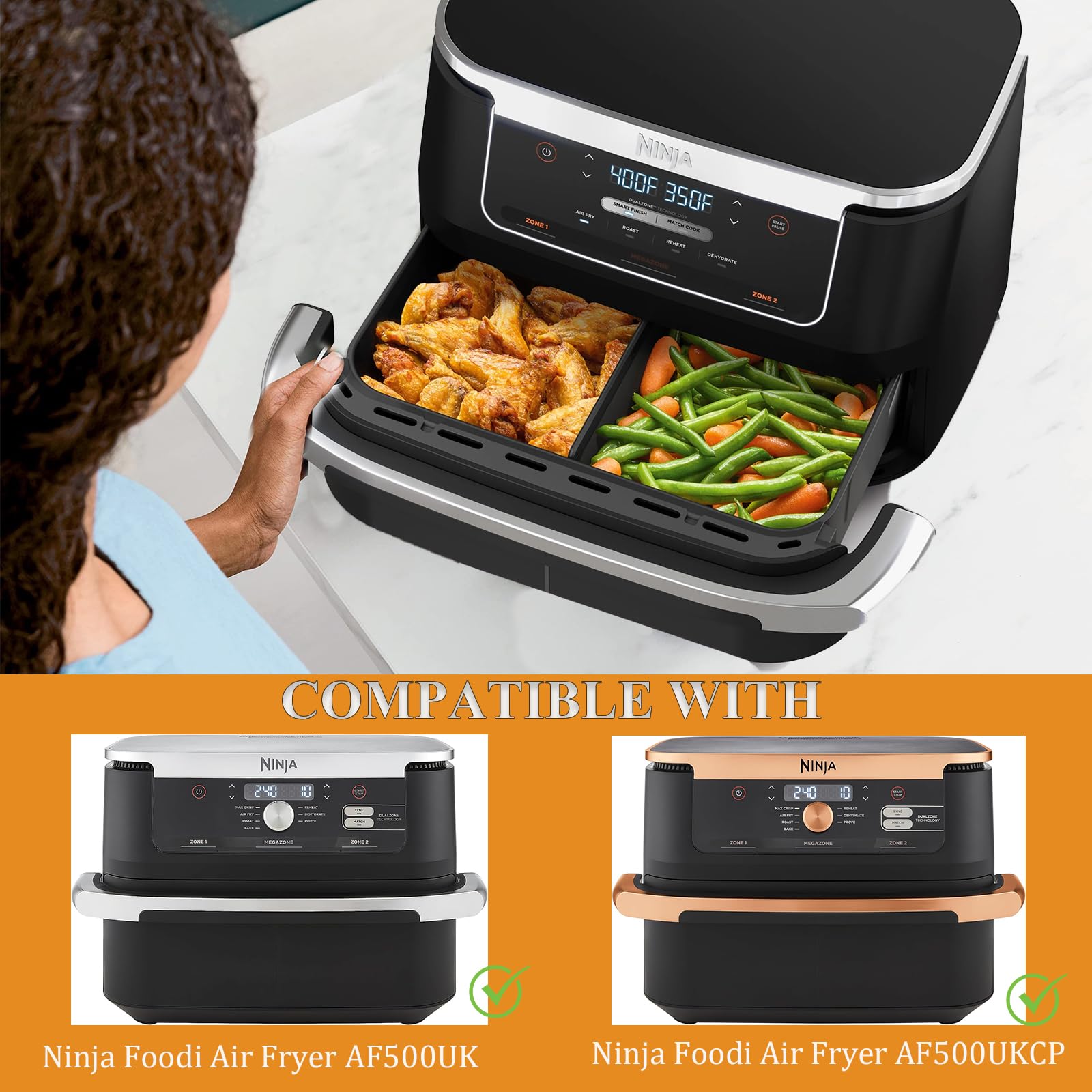 Ninja Foodi Flex 10.4L AF500EU & Max AF500EU Silicone Air Fryer Accessories Set - Non-Stick Baking Molds for Healthy Cooking - Perfect for Roasting, Baking, and Meal Prep in Air Fryers