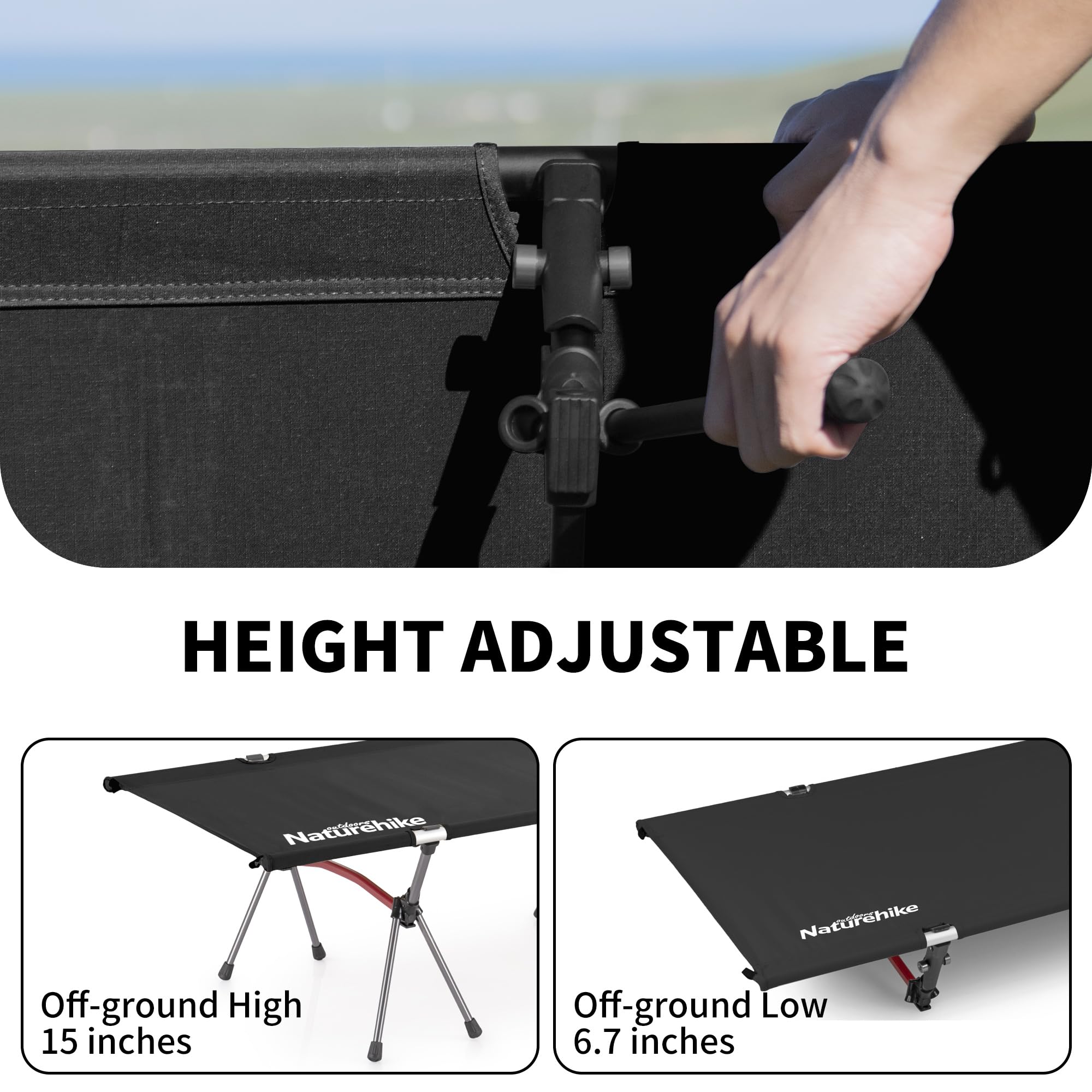 Naturehike ArmyWild Camping Cot with Leg Extenders - Ultralight Folding Backpacking Cot Supports 330lbs - Portable Camping Bed for Outdoor Adventures, Hiking, Travel & Home Use - Perfect for Camping, Backpacking & Emergency Preparedness