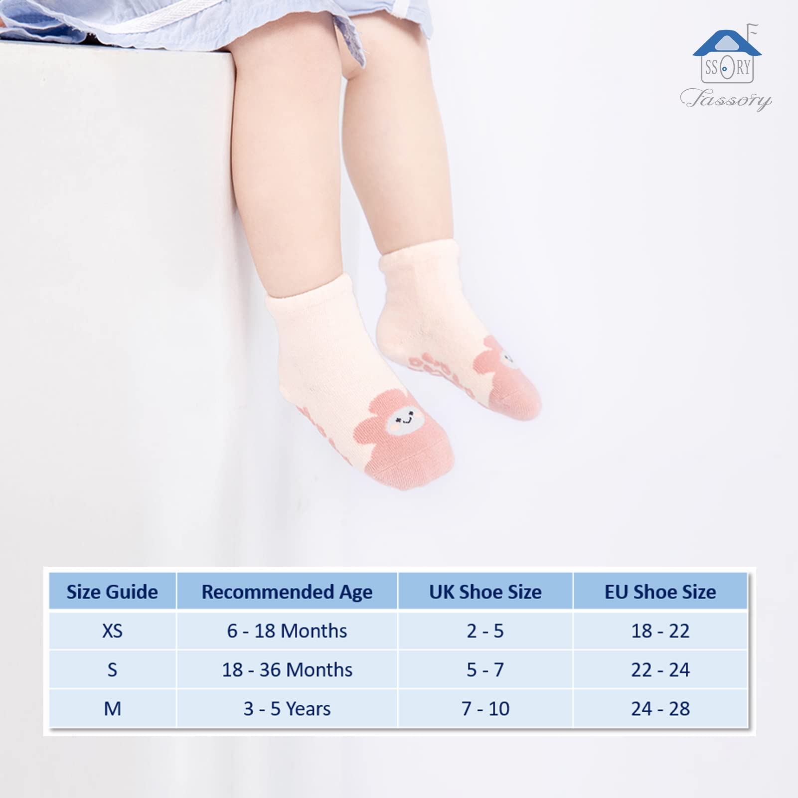 **Fassory 6 Pairs Non-Slip Baby Socks for 0-5 Years Old - Cute Anti-Skid Cotton Toddler Socks for Boys & Girls - Perfect for Playtime, Nursery, and Home Safety**