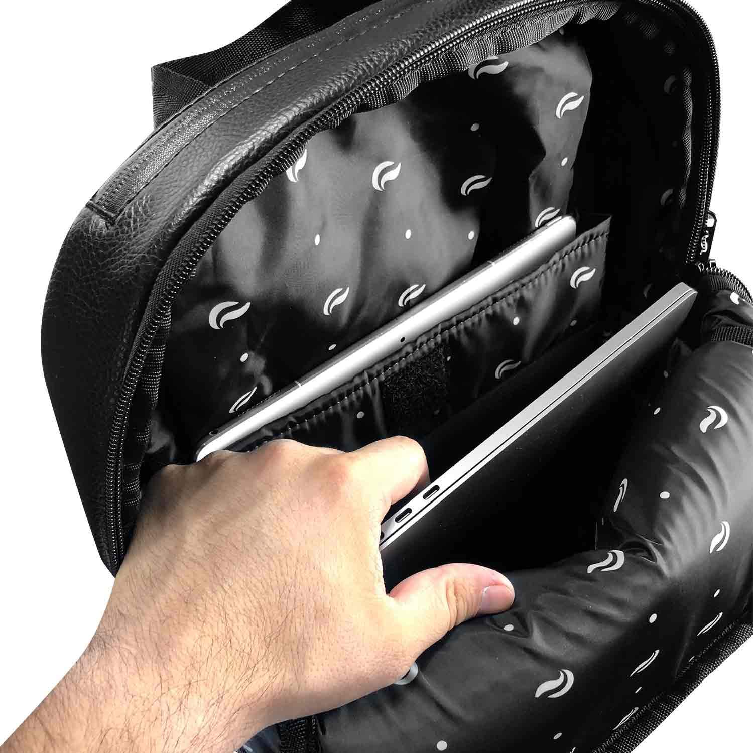 Skunk Elite Smell Proof Backpack - Odor Resistant Black Leather Backpack for Travel, Gym & Outdoor Activities | Durable & Stylish Storage Solution