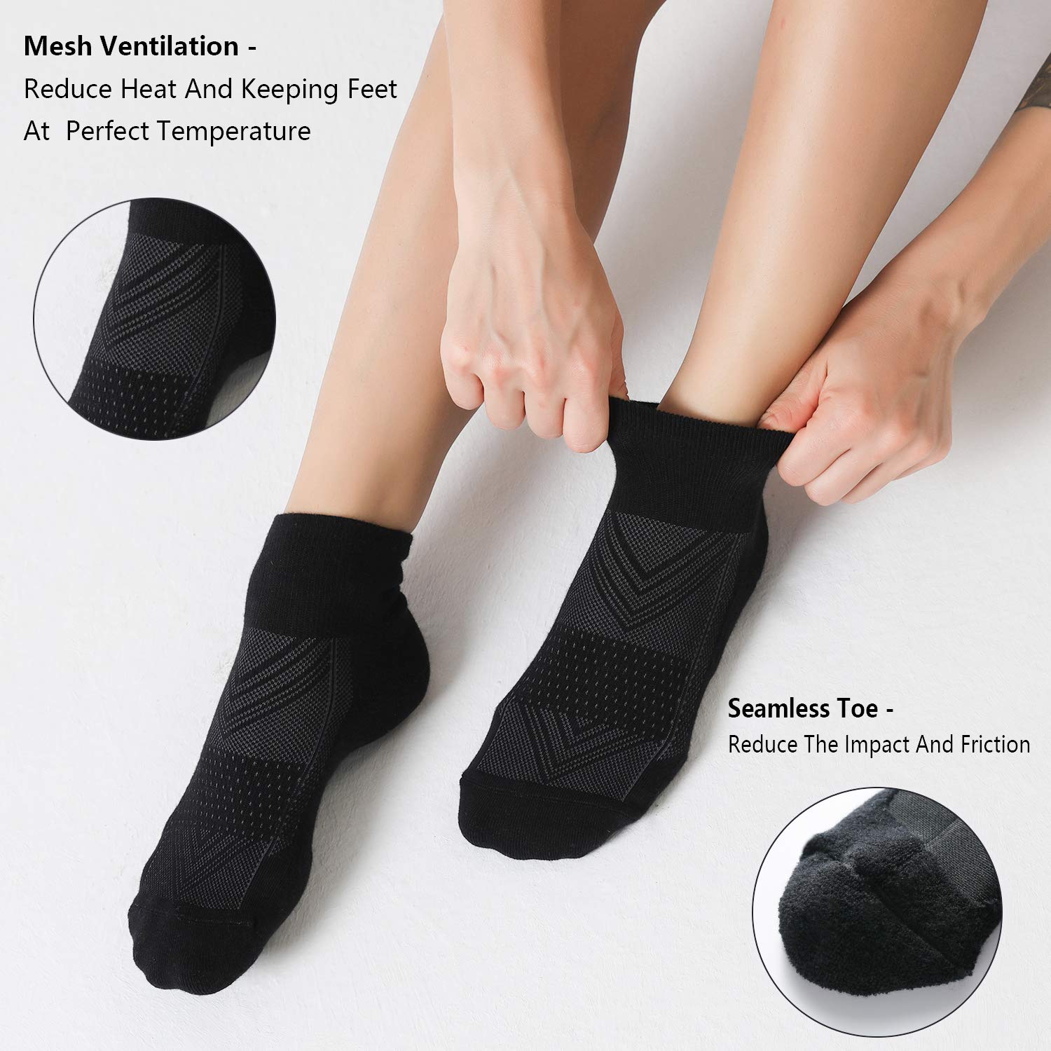 CS CELERSPORT 6 Pairs Women's Running Ankle Socks - Breathable Athletic Sports Socks with Cushioning for Jogging, Gym & Workout - Perfect for Running, Training & Daily Wear