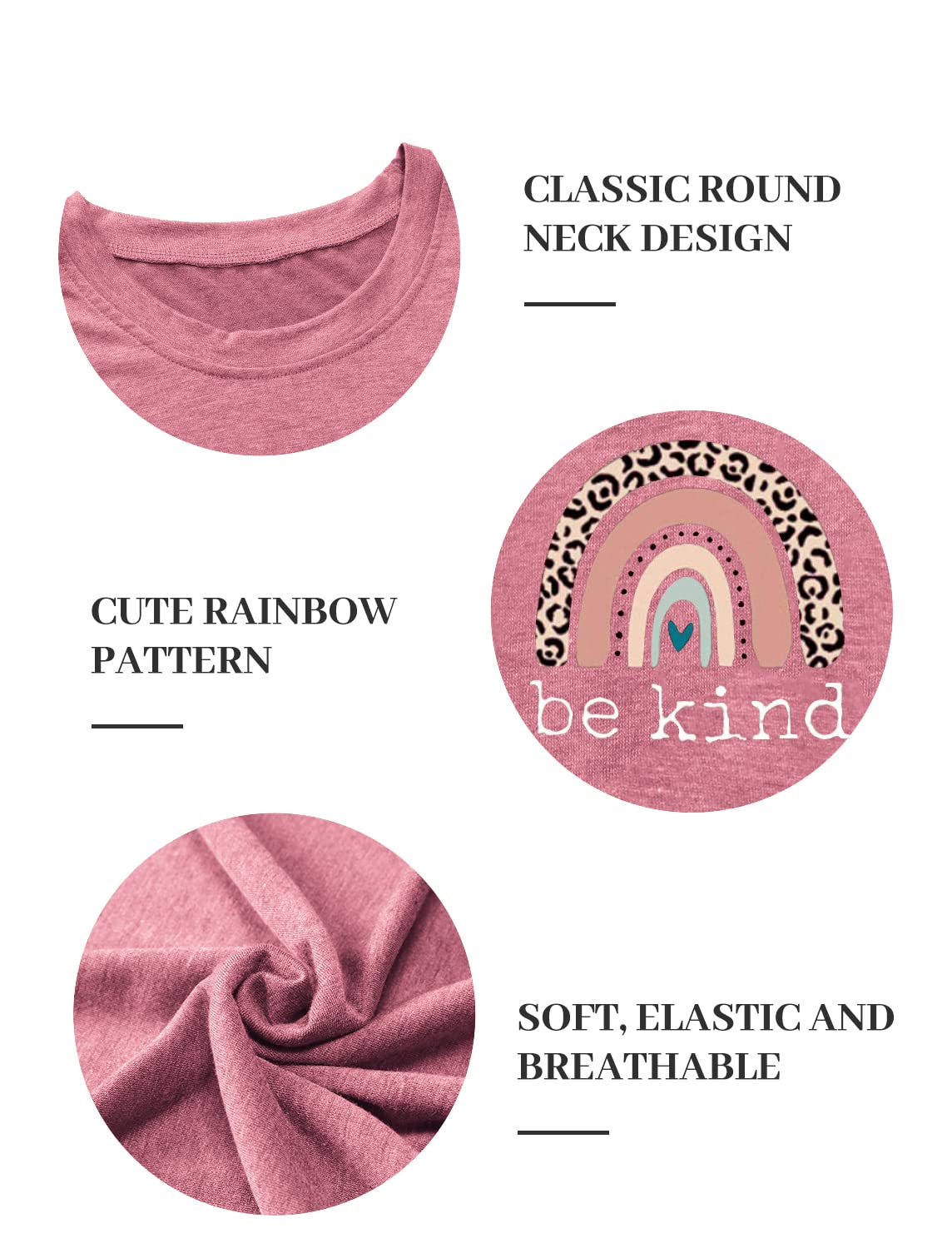 Be Kind Graphic T-Shirts for Women - Short Sleeve Summer Casual Tee - Loose Fit Teacher Shirts - Perfect for Classroom, Work, and Everyday Wear