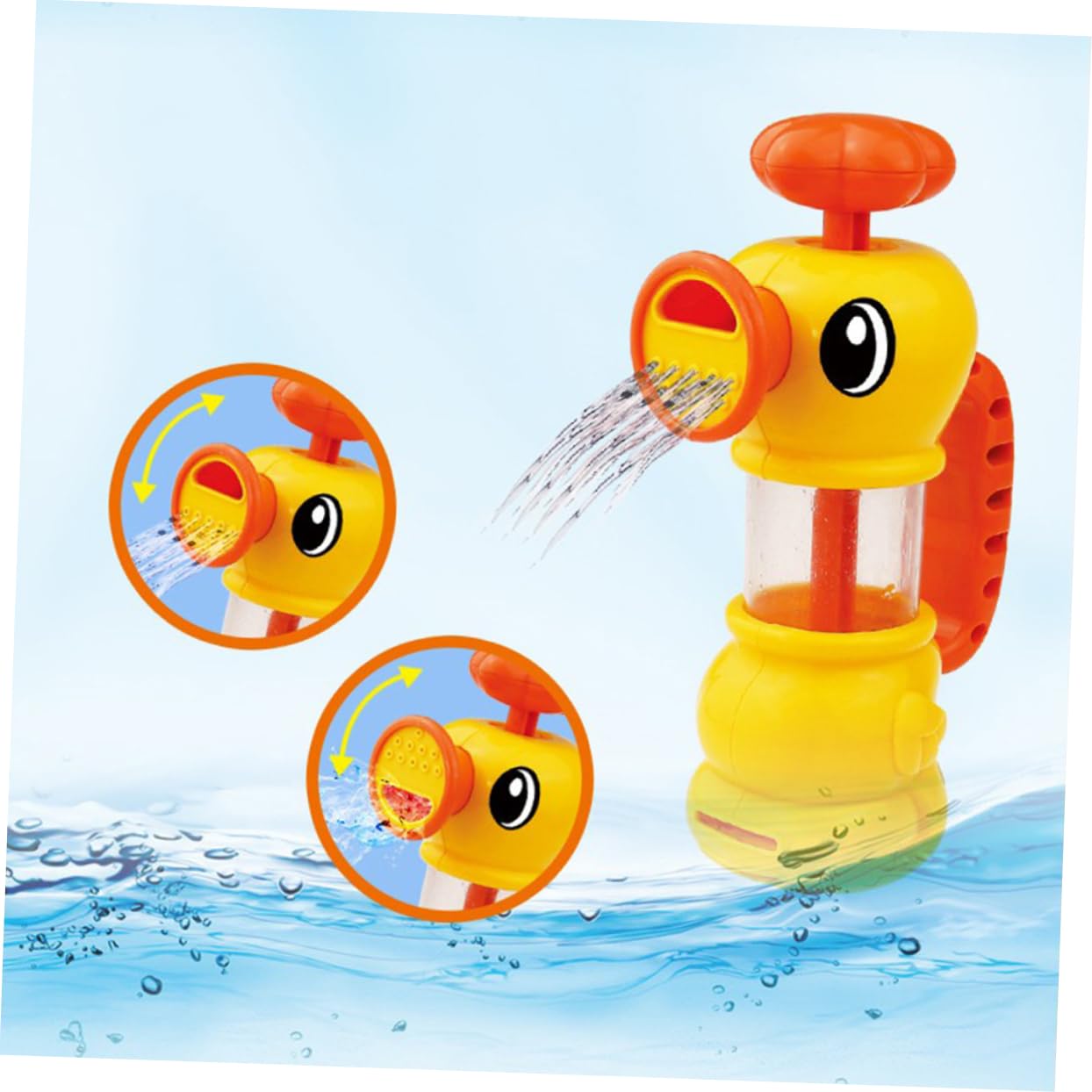 FAVOMOTO 2-Pack Manual Water Spray Toys - Fun Bath Toys for Kids, Bathtub Water Sprinkler in Yellow | Perfect for Pool Parties, Outdoor Play & Toddler Bath Time