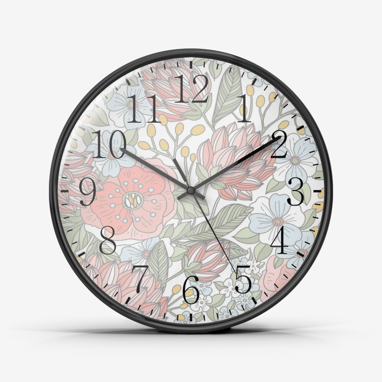 Silent Non-Ticking Wall Clock with Elegant Floral Design - Battery Operated Quartz Movement for Bedroom, Living Room & Office Decor