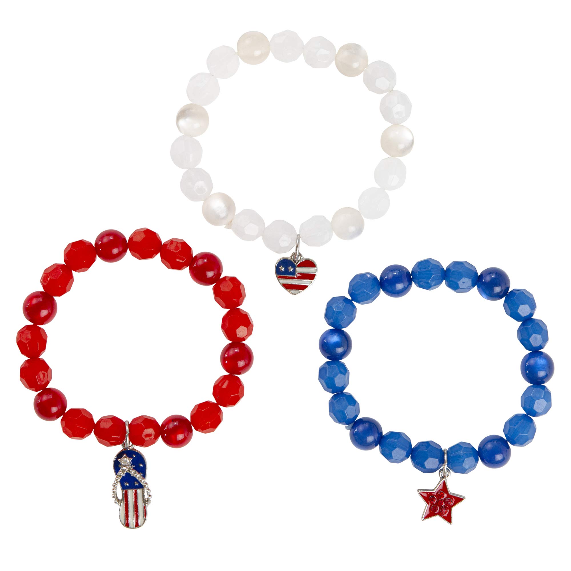 Madison Tyler American Flag Bracelets for Women – Red White Blue Stretch Beaded Bracelet | Patriotic 4th of July Independence Day Jewelry | Perfect for Summer Festivals, BBQ Parties & National Holidays