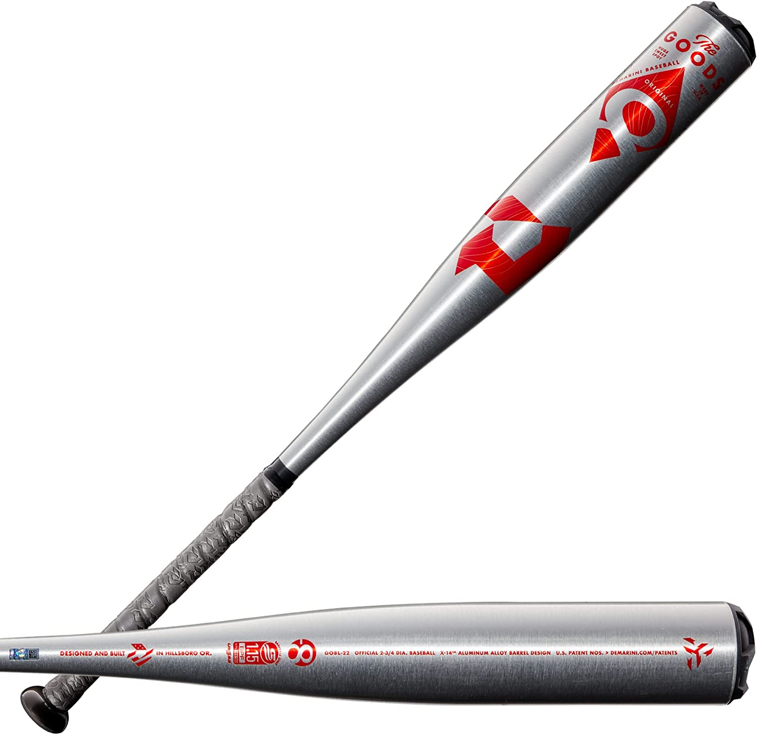 2022 DeMarini The Goods USSSA Youth Baseball Bat - Silver/Red - Perfect for Little League & Youth Baseball Tournaments