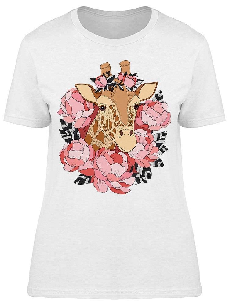 Flower Crown Giraffe Graphic T-Shirt for Women - Casual Outfit Essential