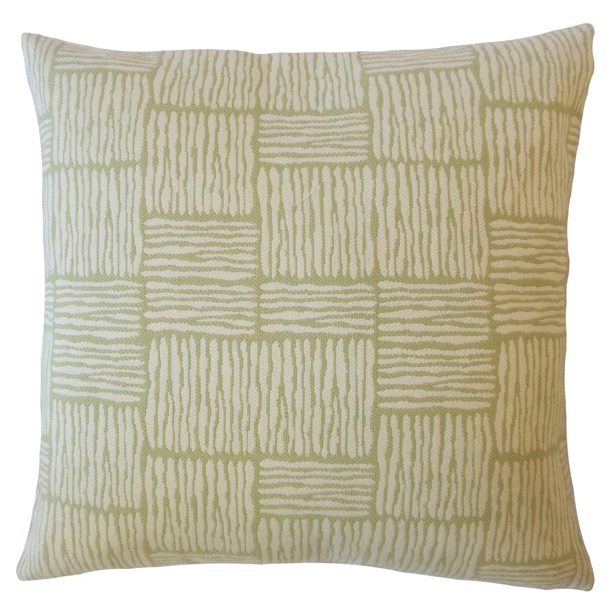 Perrin Striped Down Filled Throw Pillow 22x22 Inches - Soft Decorative Palm Leaf Design Cushion for Sofa, Bed & Home Decor - Perfect for Living Room, Bedroom & Outdoor Lounge
