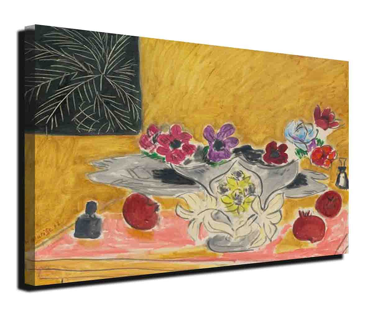 Henri Matisse Anemones Et Grenades Canvas Print - Gallery Wrapped Wall Art for Bedroom, Living Room & Office Decor (31x37 inch Framed) | Premium Home Decoration & Gift Idea