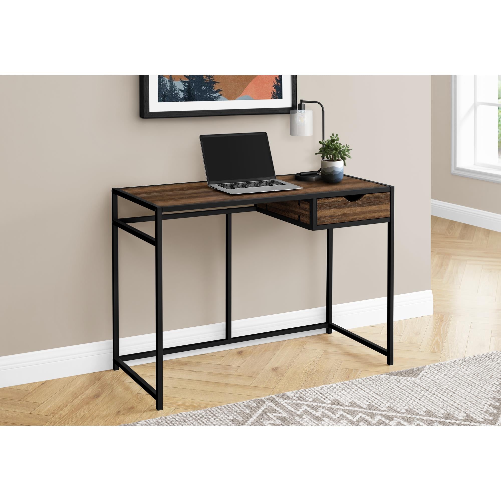 Eco-Friendly Monarch Computer Desk - Recycled Wood & Black Metal Frame for Home Office | Modern Workspace Solution
