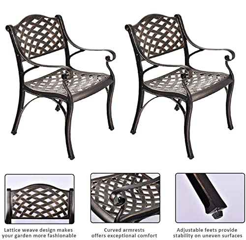TITIMO 2-Piece Outdoor Bistro Dining Chair Set - Cast Aluminum Patio Chairs for Garden, Deck & Backyard - Weather-Resistant Lattice Design Low Back Chairs - Perfect for Outdoor Dining, Lounging & Entertaining