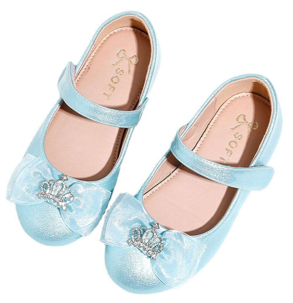 Mrkeung Girls Ballet Flats - Princess Lace Crown Ballet Shoes with Ankle Strap | Soft & Comfortable Kids Dance Shoes for Ballet Class, Party & Dress Up