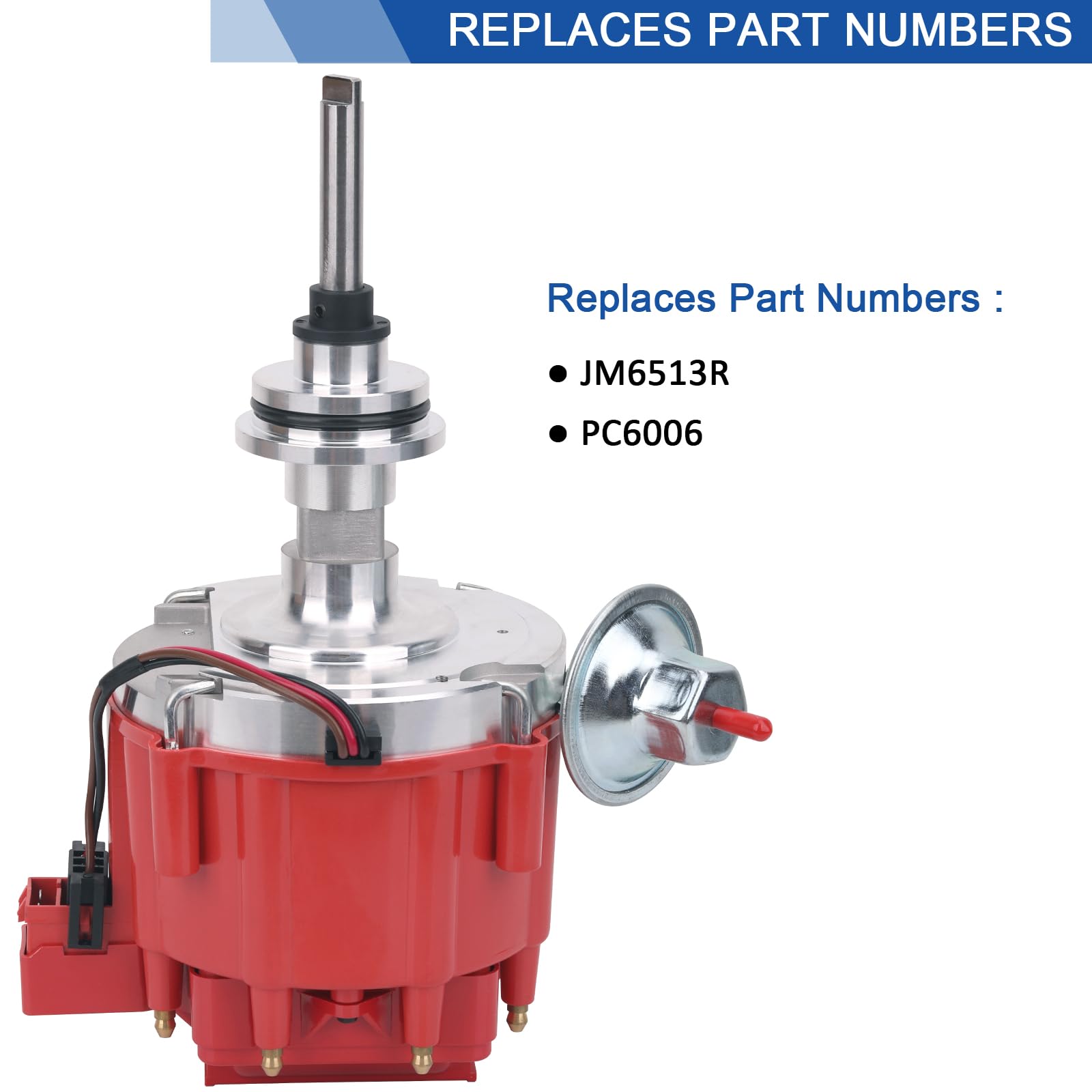 High Performance HEI Ignition Distributor 65k Volt Coil 7500 RPM - Compatible with Mopar, Chrysler, Dodge, Plymouth V8 Engines 273 318 340 360 Small Block - One-Wire Installation Red Cap Replacement PC6006 JM6513 - Perfect for Street Racing & Engine Upgrades