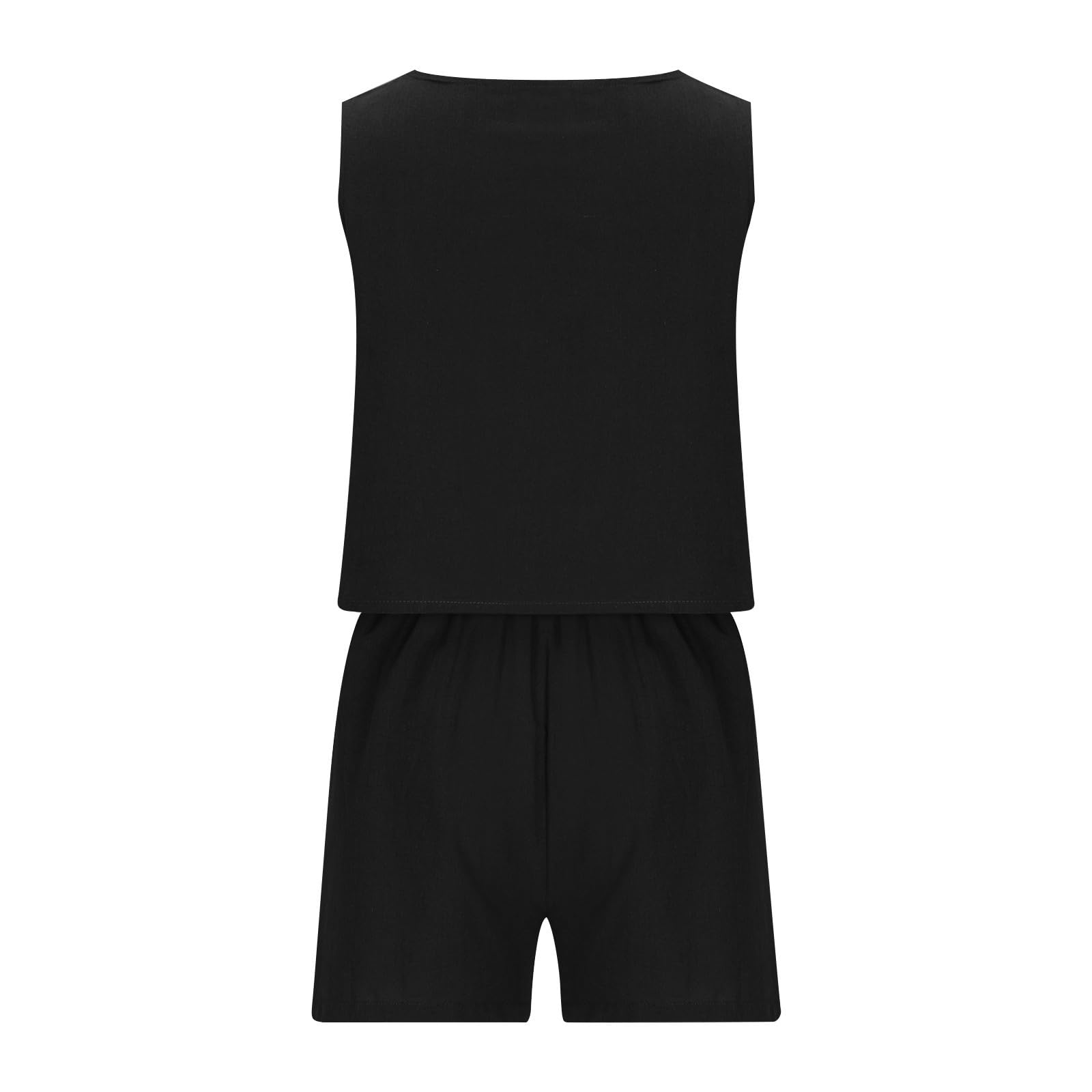 Women's 2-Piece Linen Lounge Set - Breathable Sleeveless Top & Loose Shorts for Summer | Casual Matching Outfit for Beach, Vacation & Home Relaxation