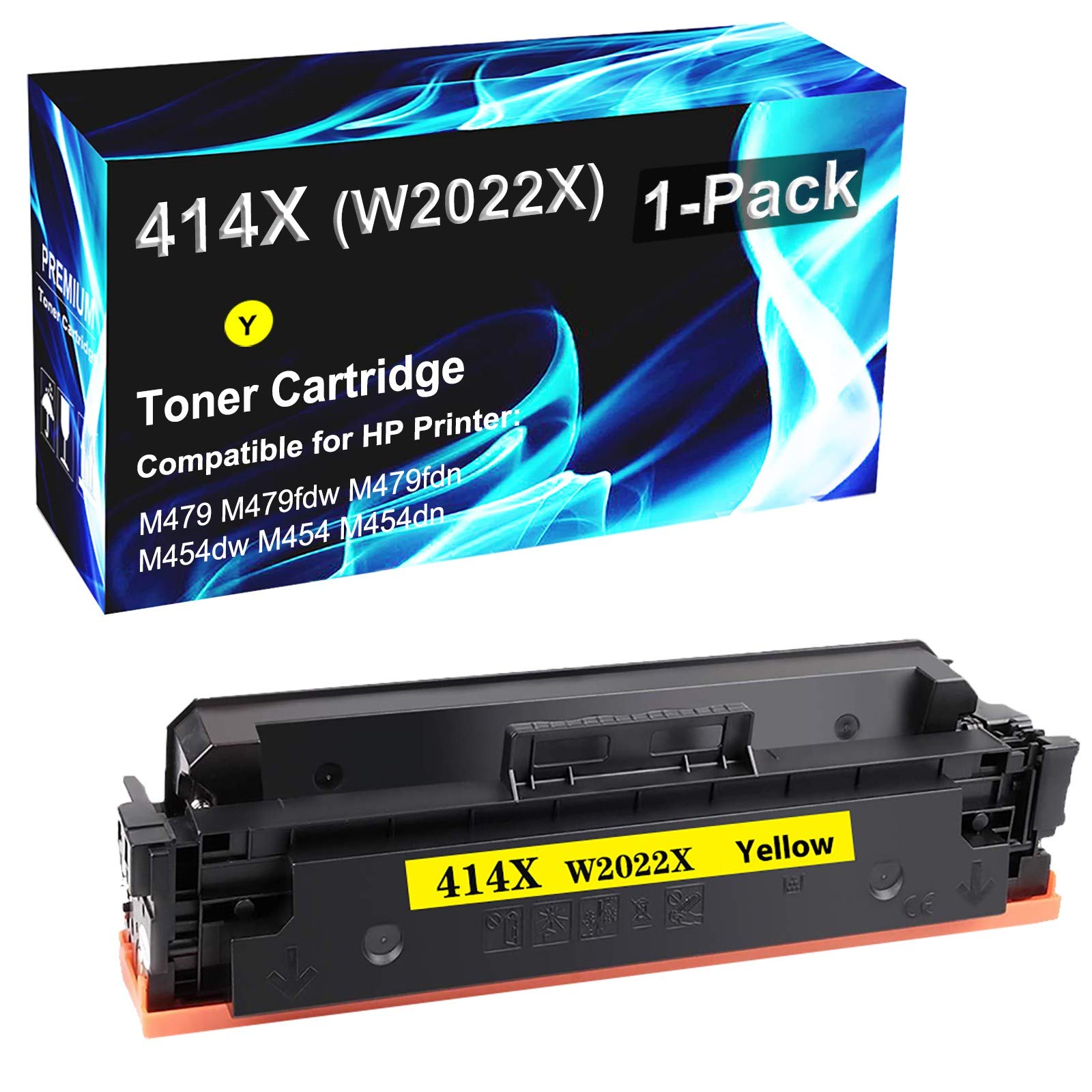 High Yield Toner Cartridge Replacement for HP 414X W2022X - Compatible with HP Pro M479 M479fdw M479fdn M454dw M454 M454dn Series Printers (1 Pack, Yellow, No Chip) - Perfect for Office & Home Printing Needs