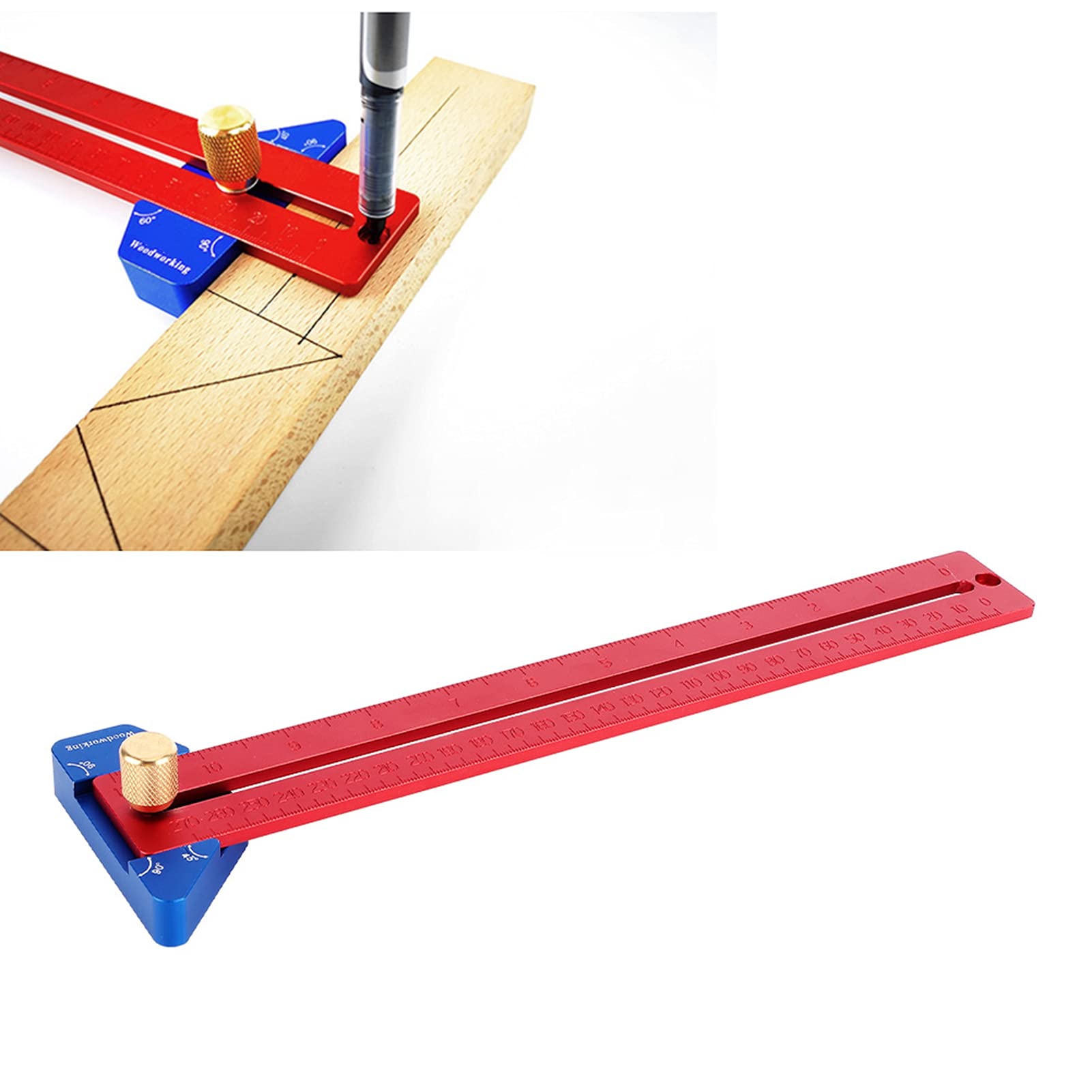 Hilitand 270mm Aluminum Alloy Woodworking Scriber - Precision Marking Gauge & Angled Ruler for Carpentry, DIY Projects, and Wood Crafting
