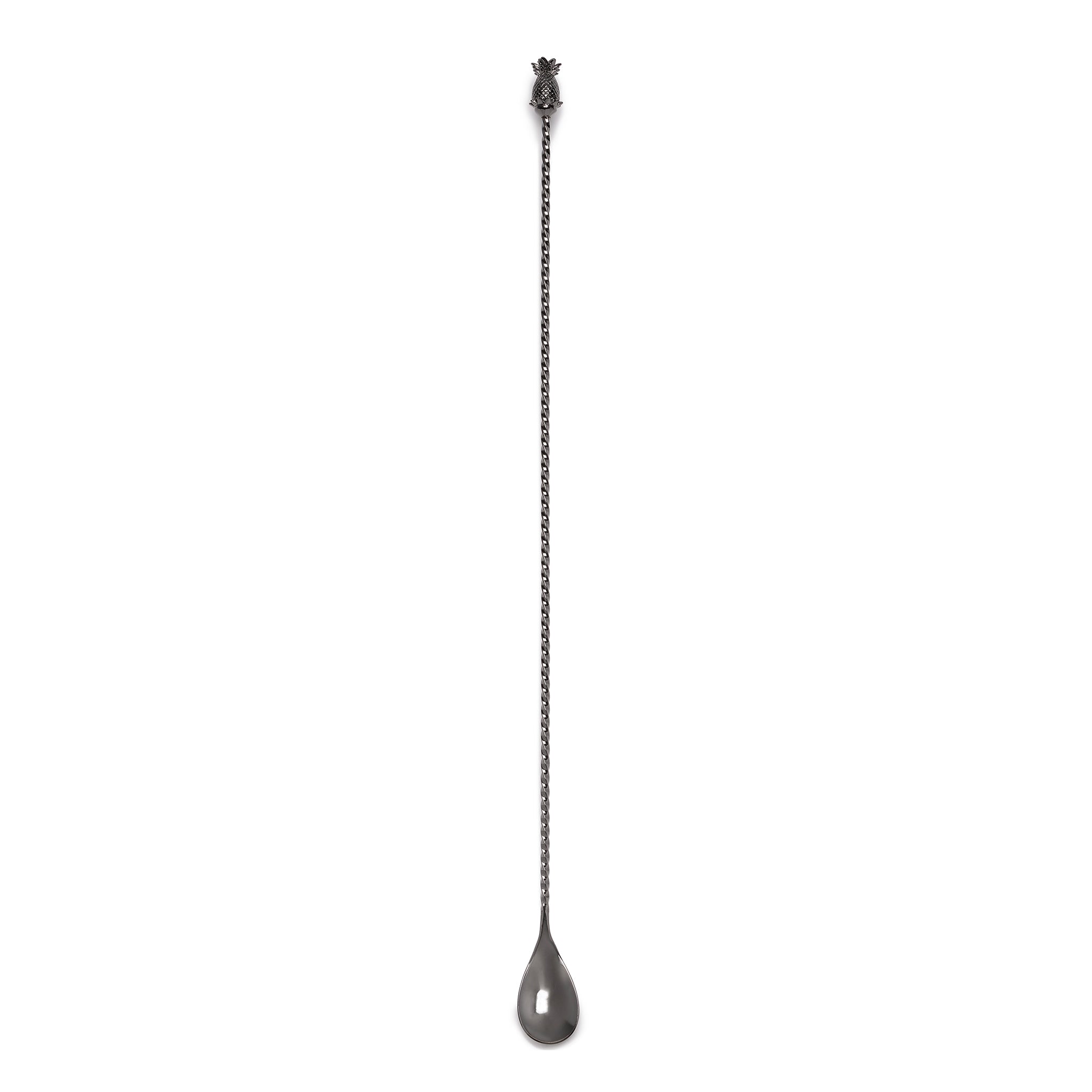 BULU™ Pineapple Bar Spoon - Gunmetal Black - 43.5cm Cocktail Mixing Tool for Home Bars & Professional Bartenders - Perfect for Mojitos, Old Fashioned & Craft Cocktails